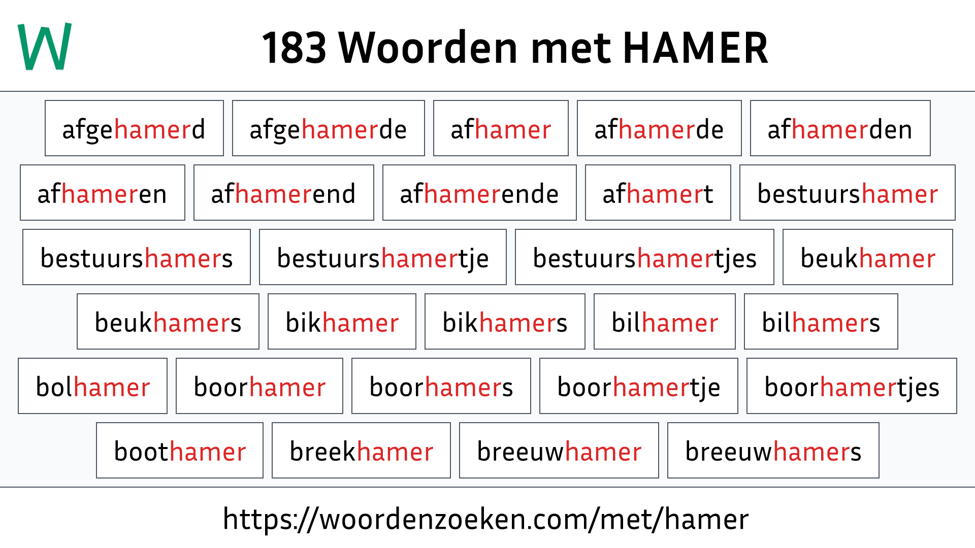 Woorden met HAMER