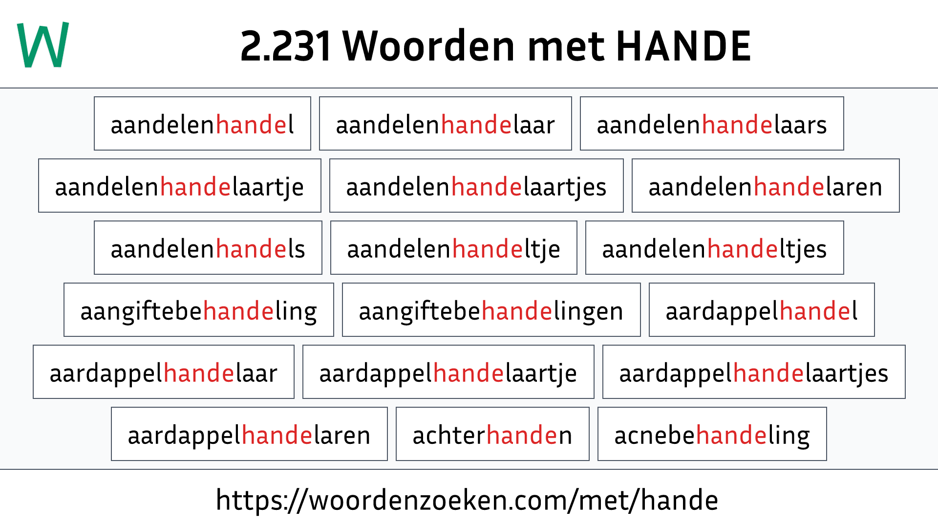 Woorden met HANDE