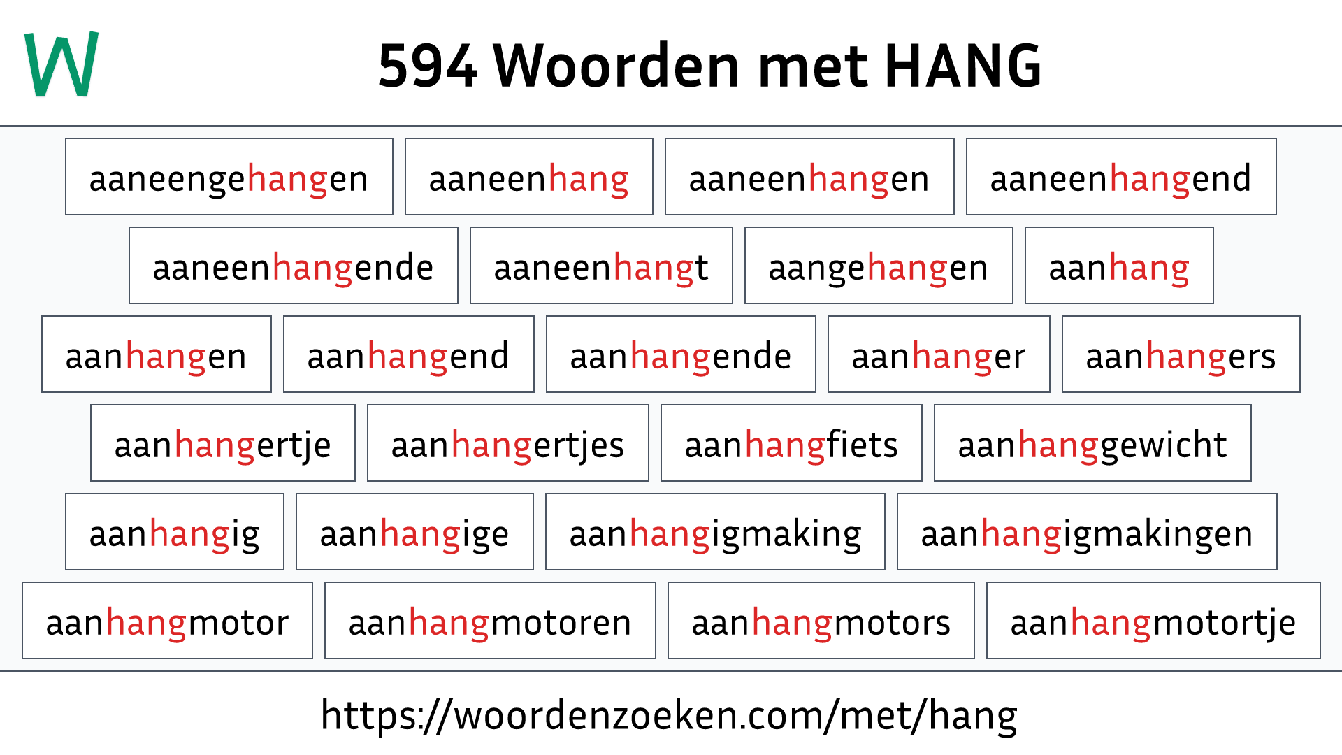 Woorden met HANG