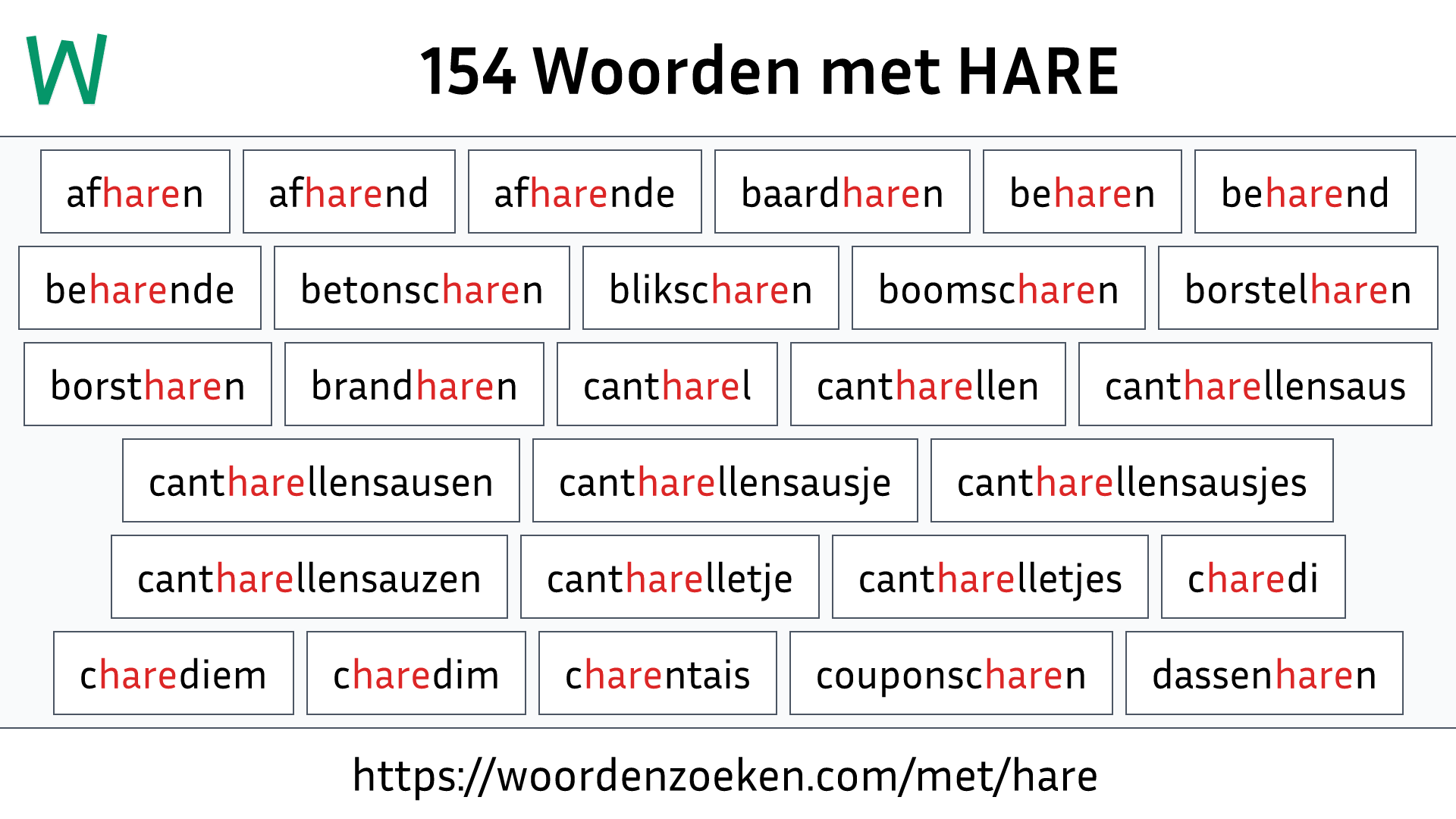 Woorden met HARE