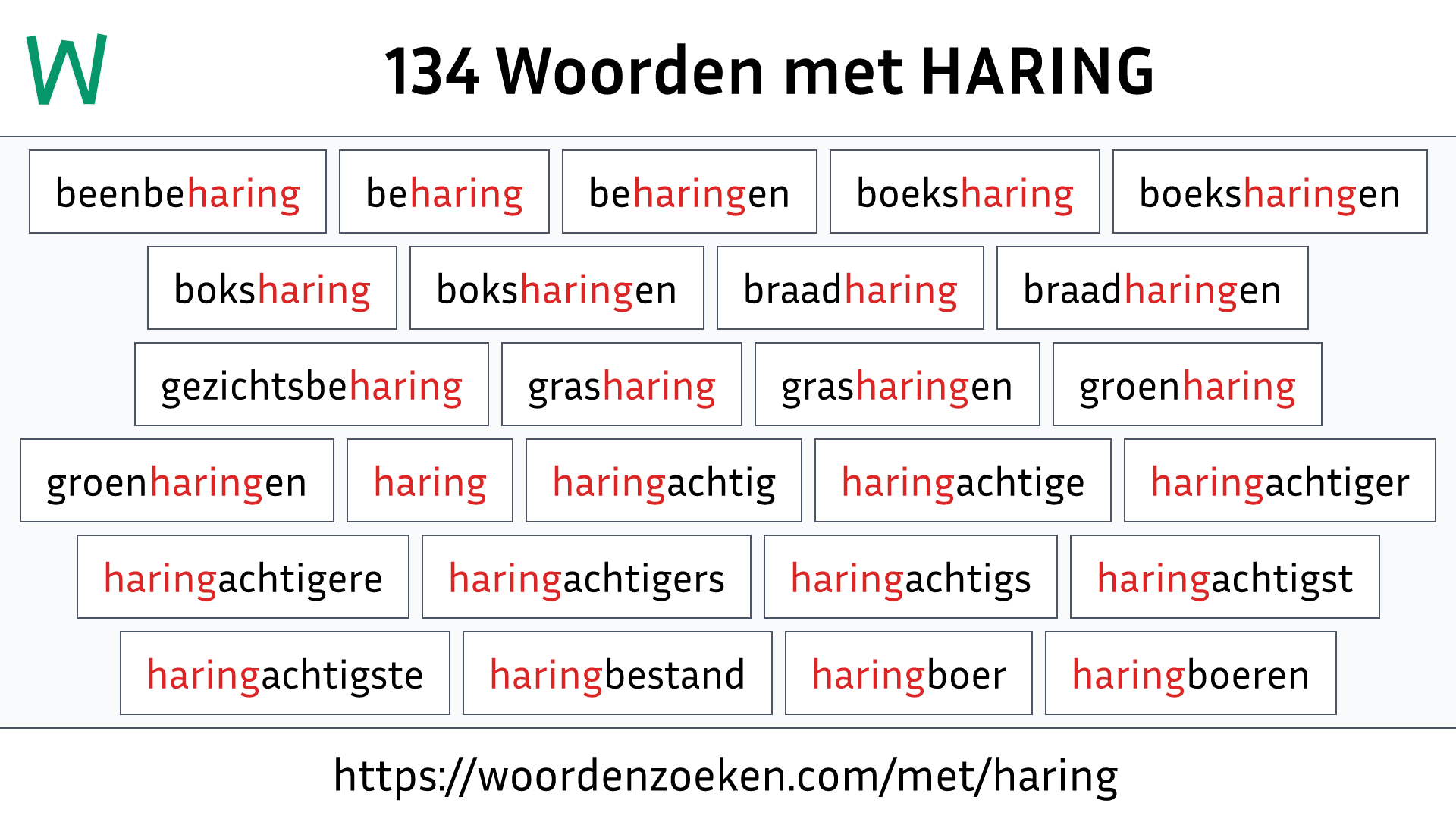 Woorden met HARING
