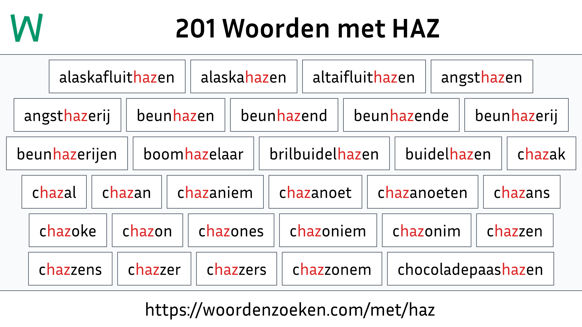 Woorden met HAZ