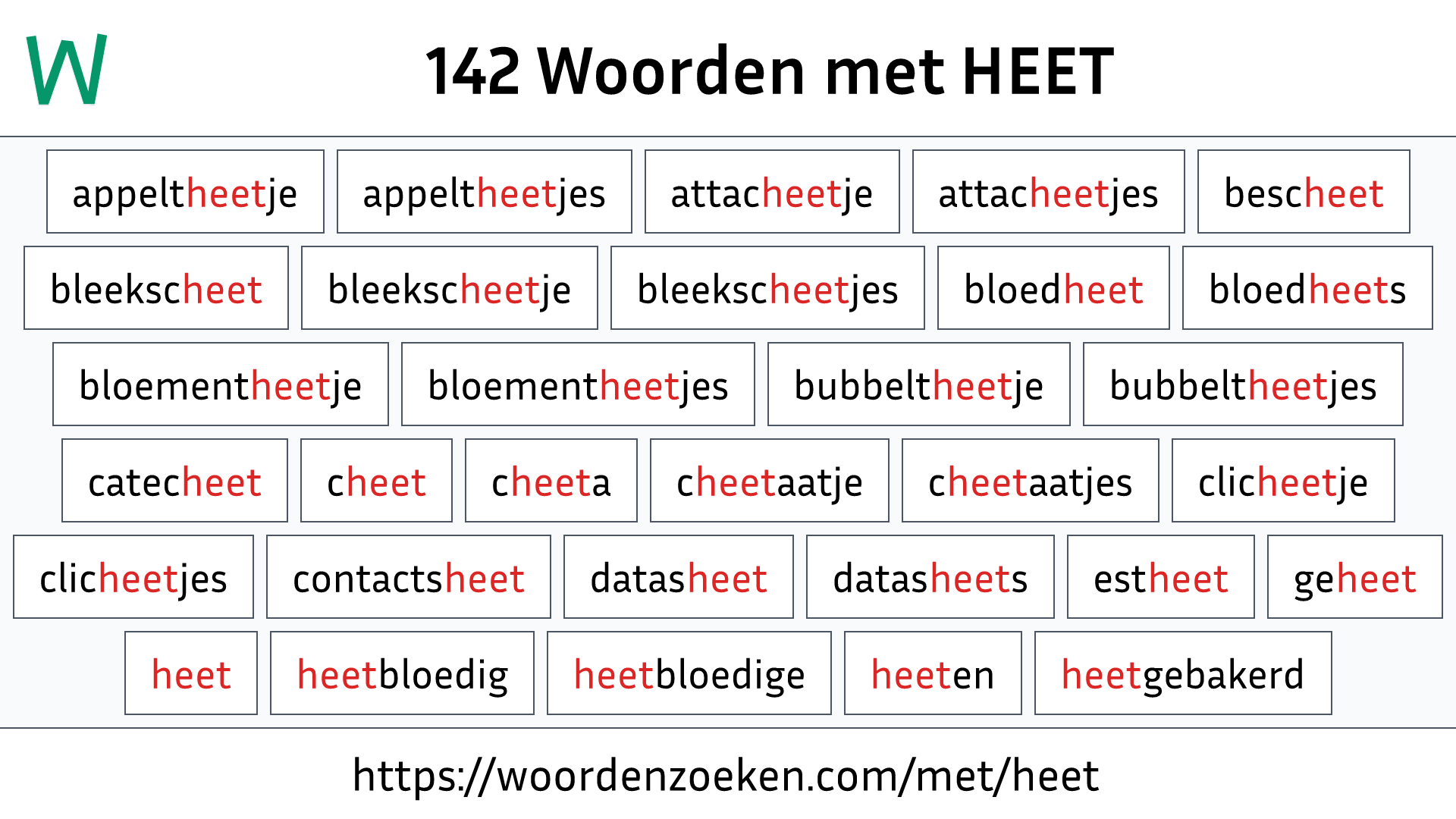 Woorden met HEET