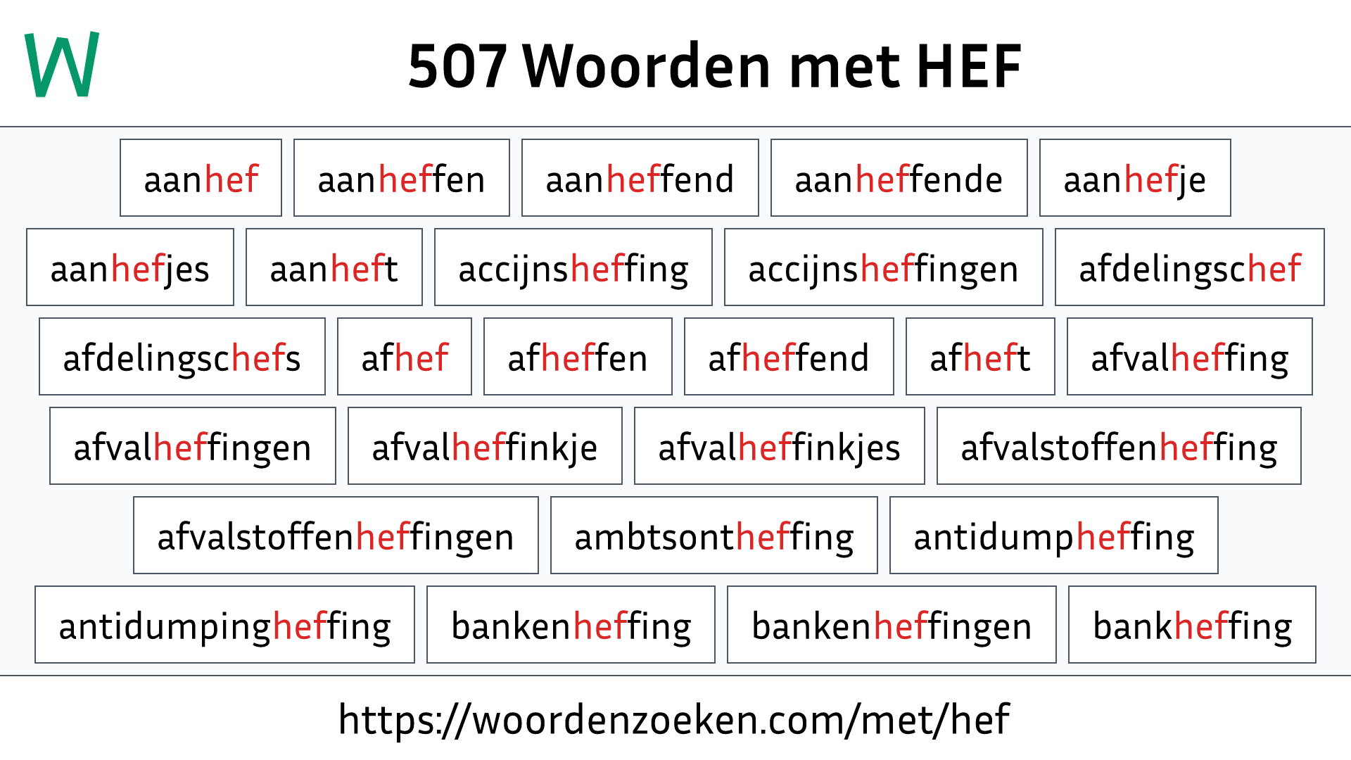 Woorden met HEF