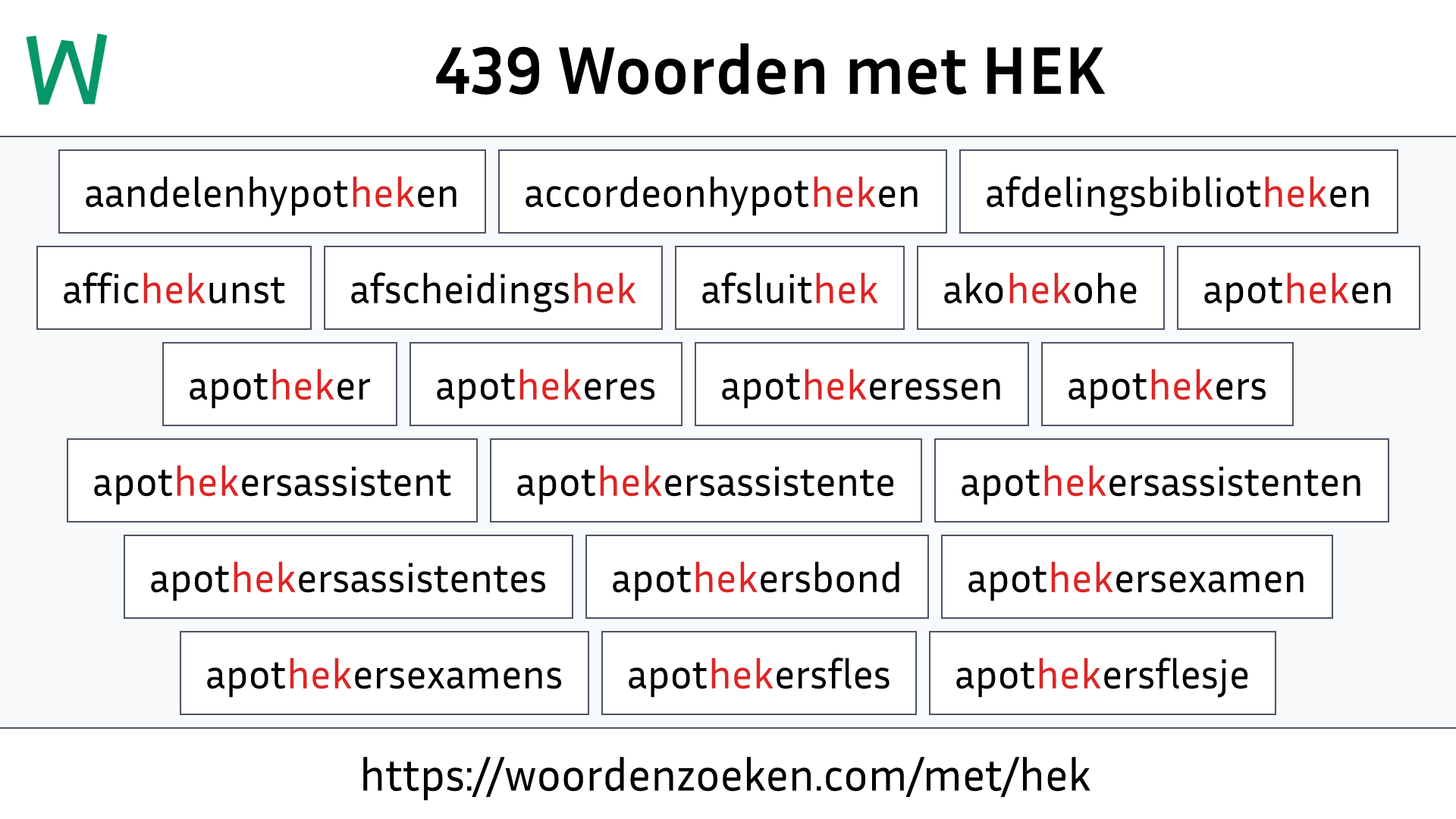 Woorden met HEK