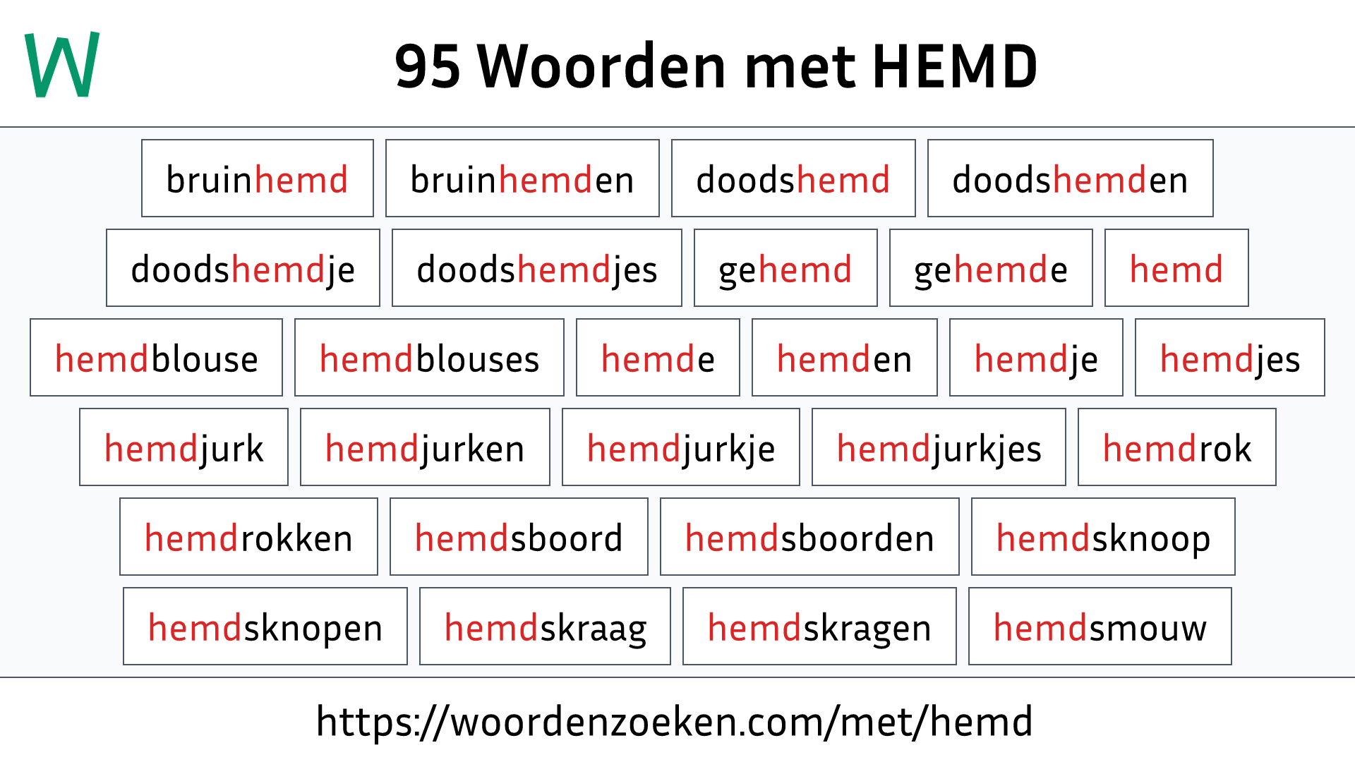 Woorden met HEMD