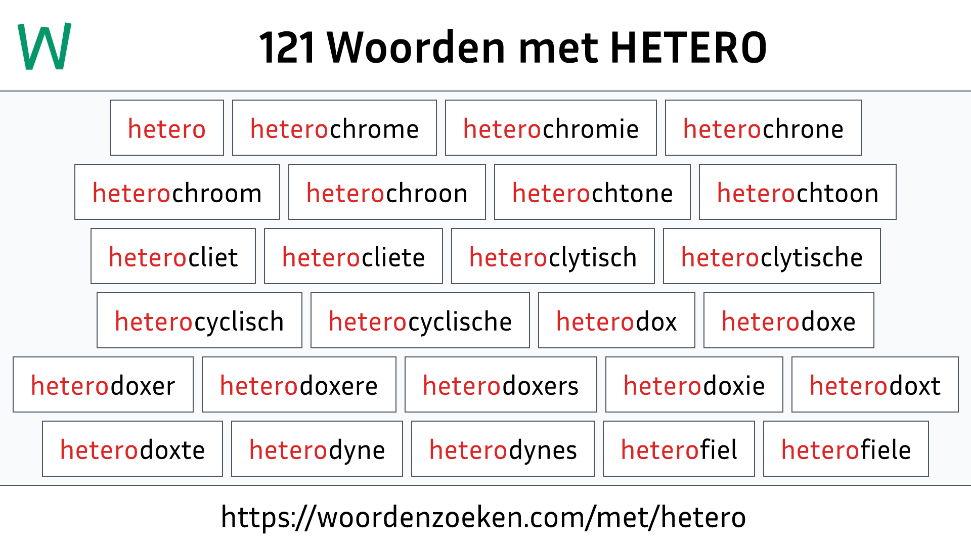 Woorden met HETERO