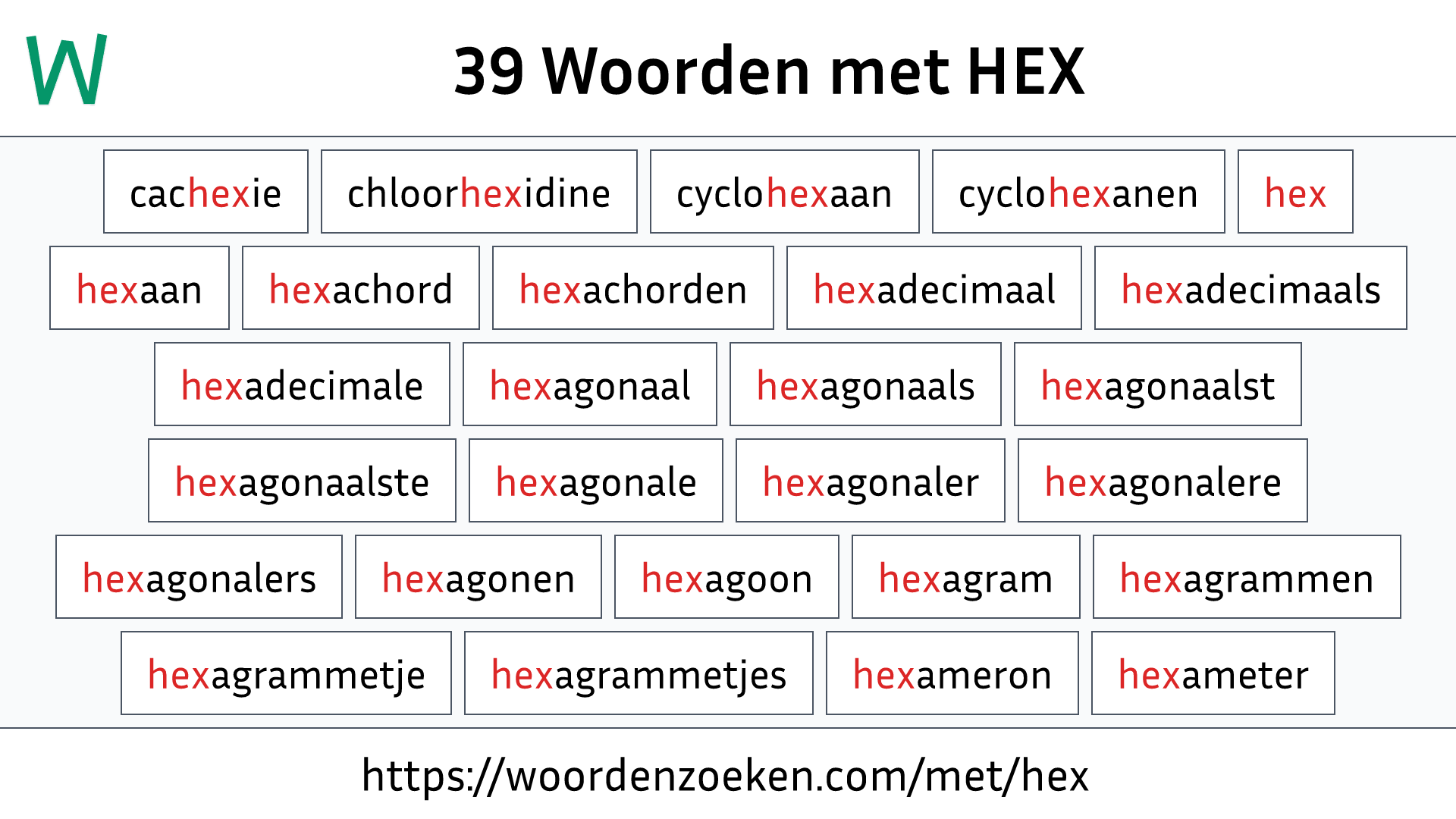 Woorden met HEX