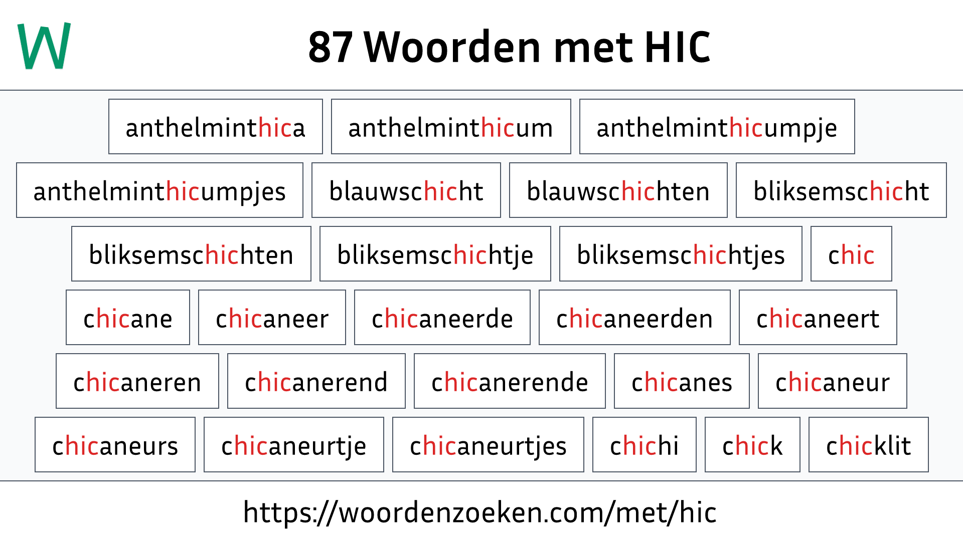 Woorden met HIC