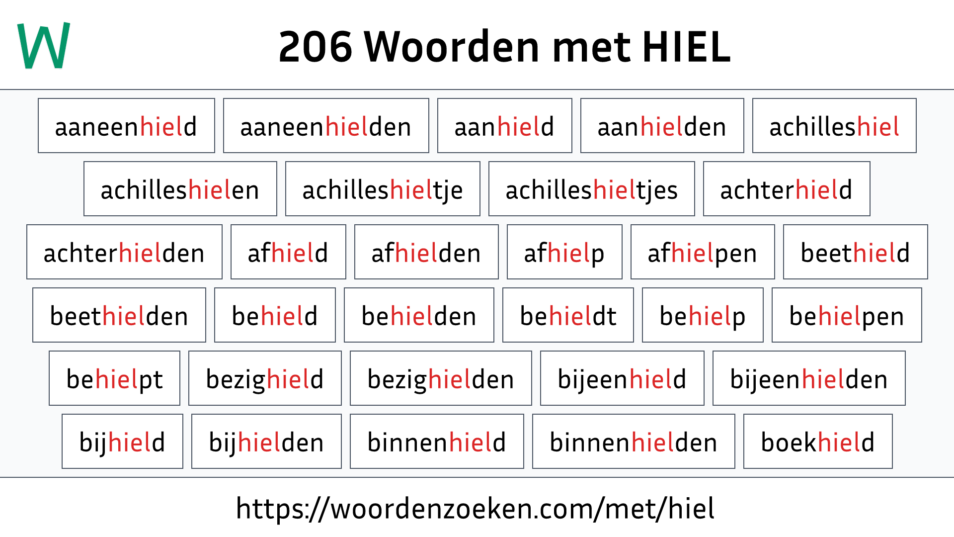 Woorden met HIEL