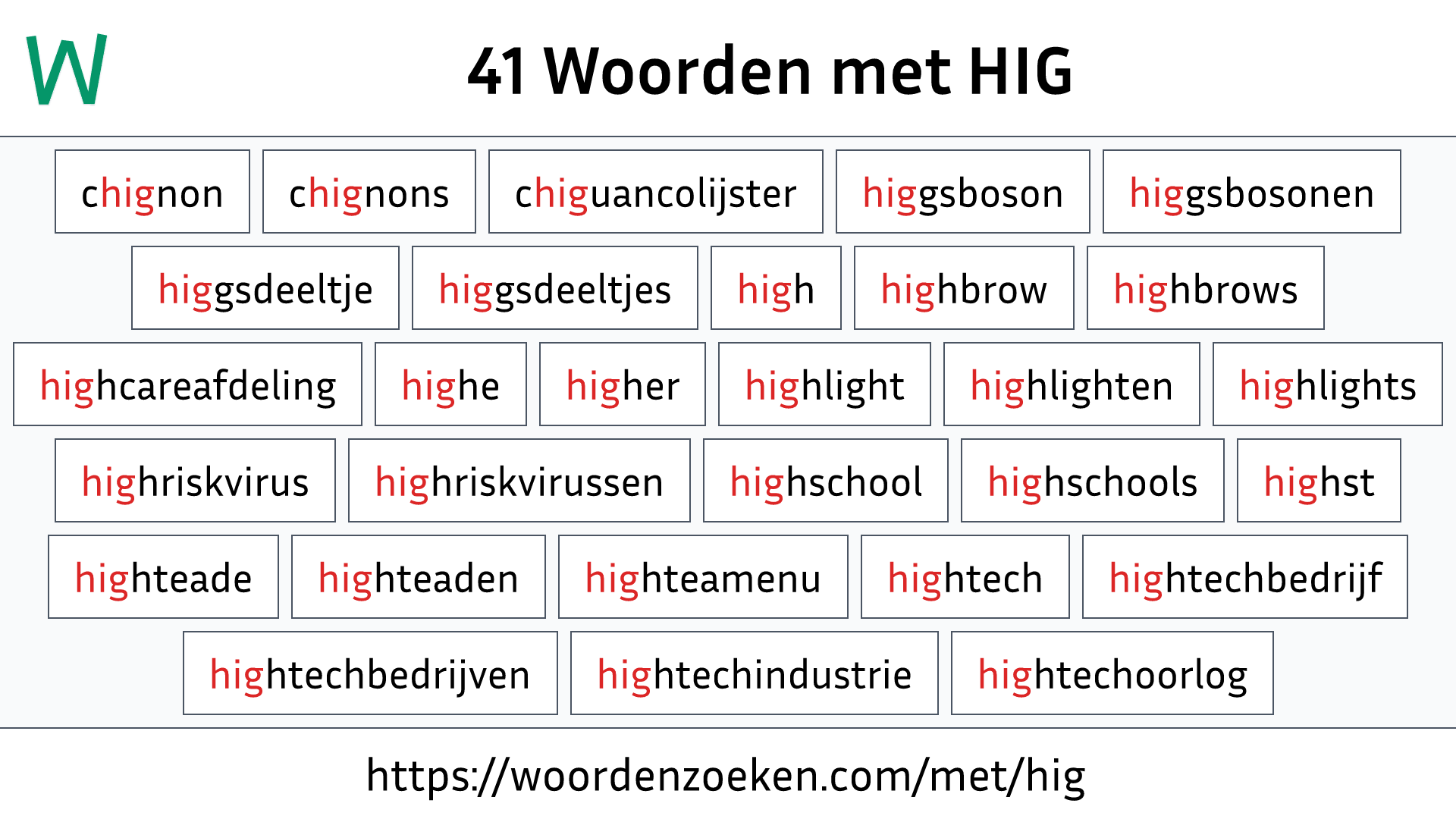 Woorden met HIG