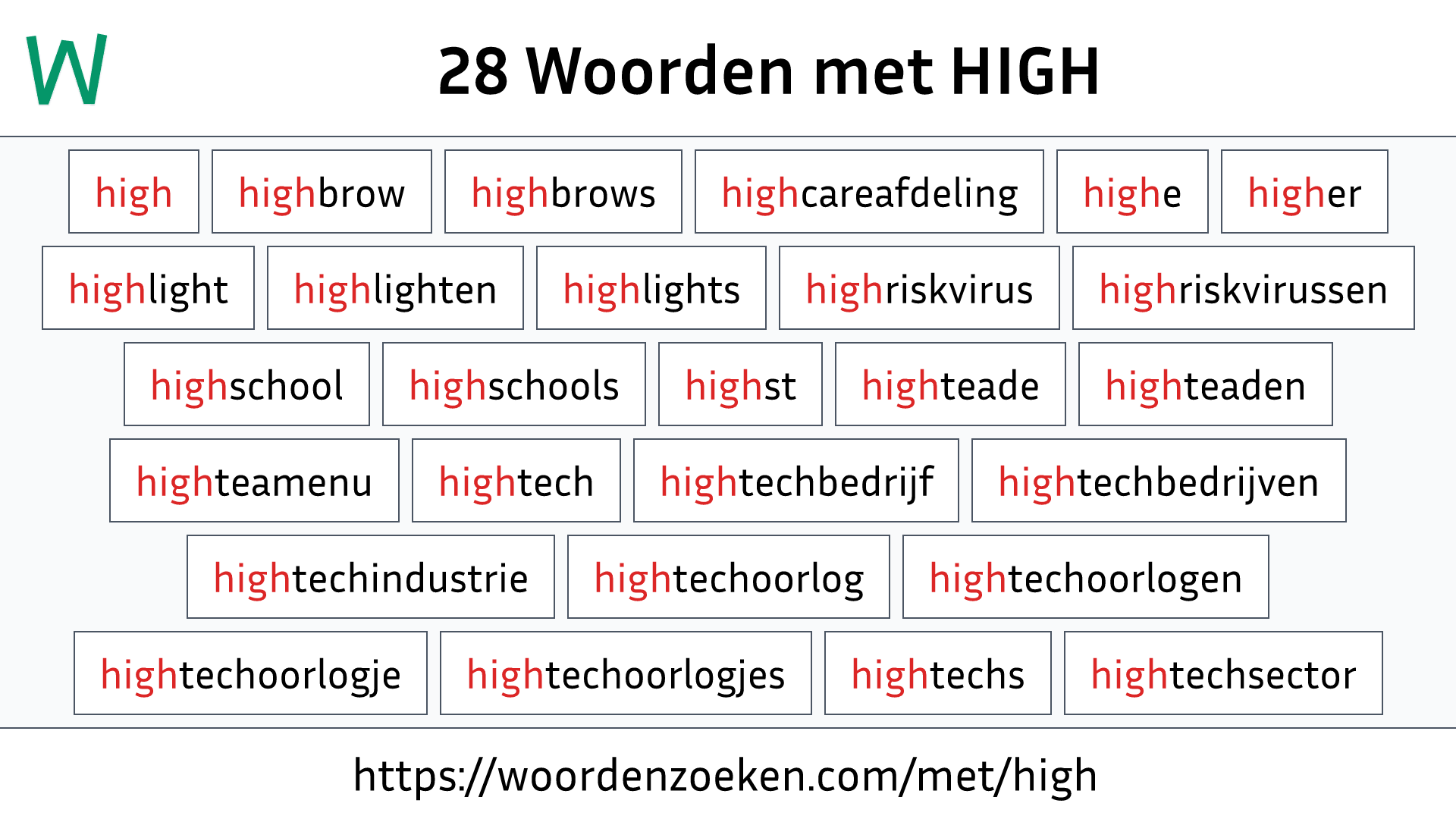 Woorden met HIGH