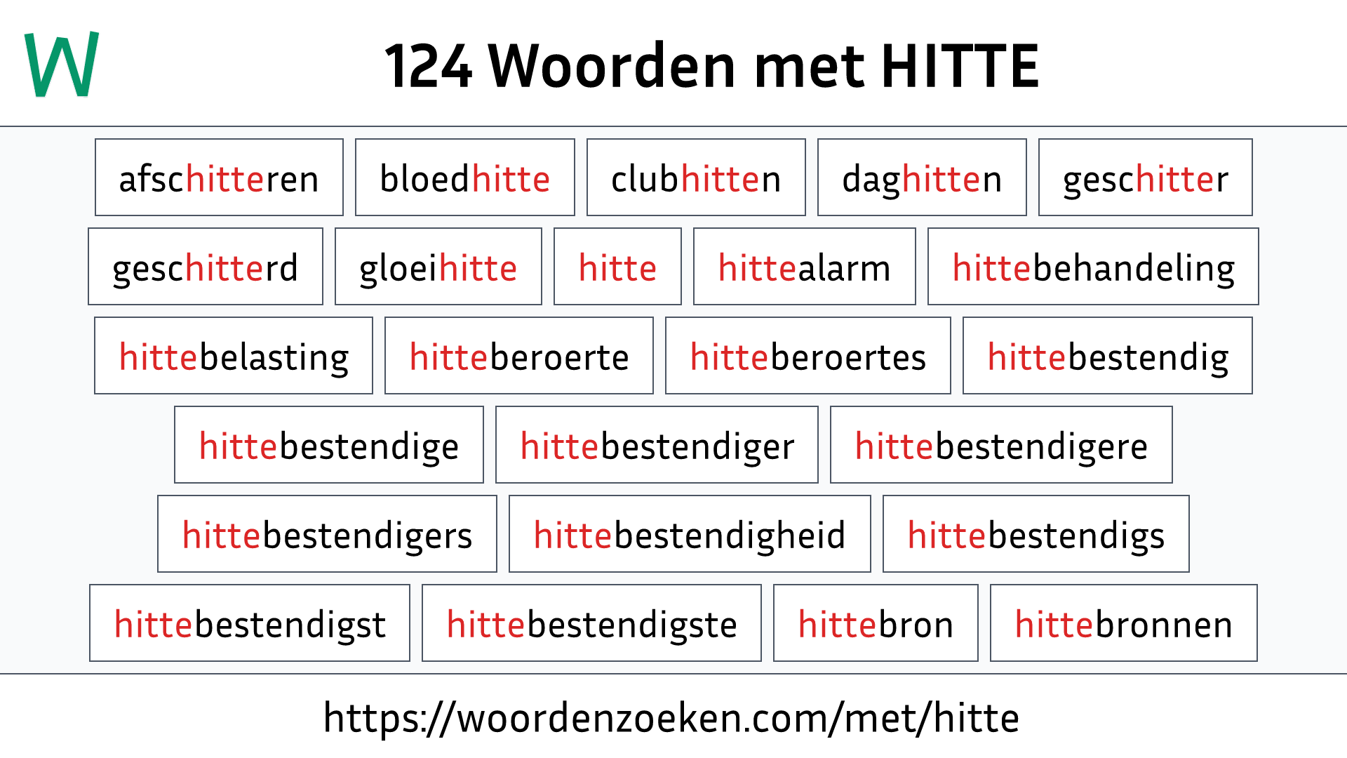 Woorden met HITTE