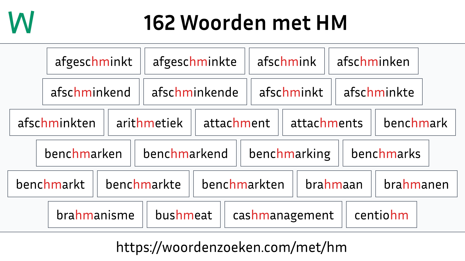 Woorden met HM