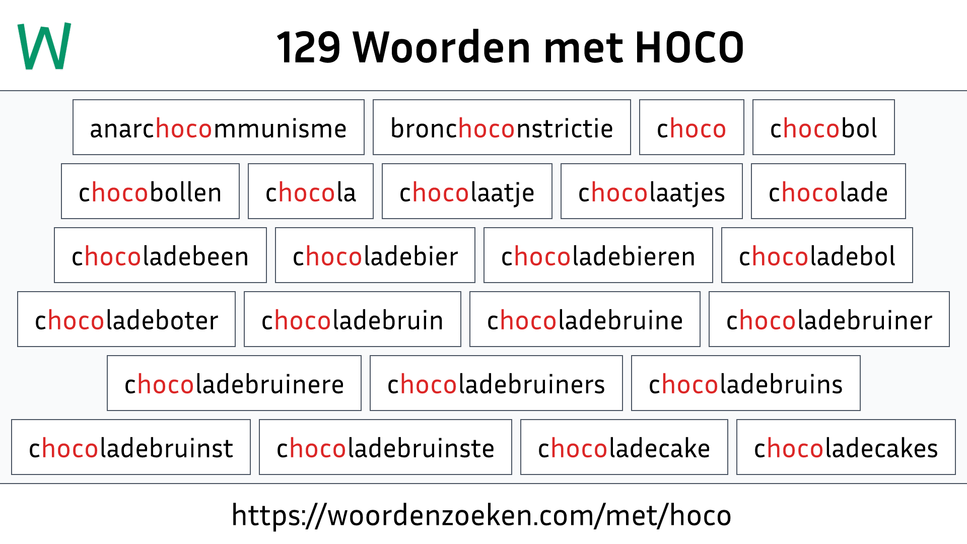 Woorden met HOCO