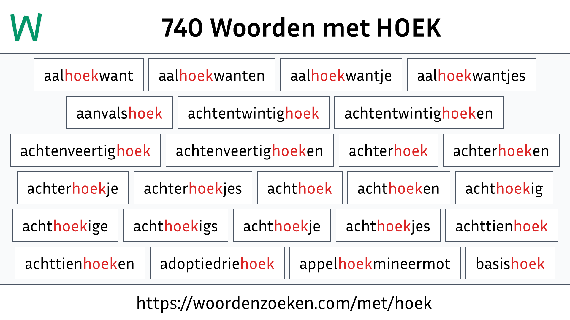 Woorden met HOEK