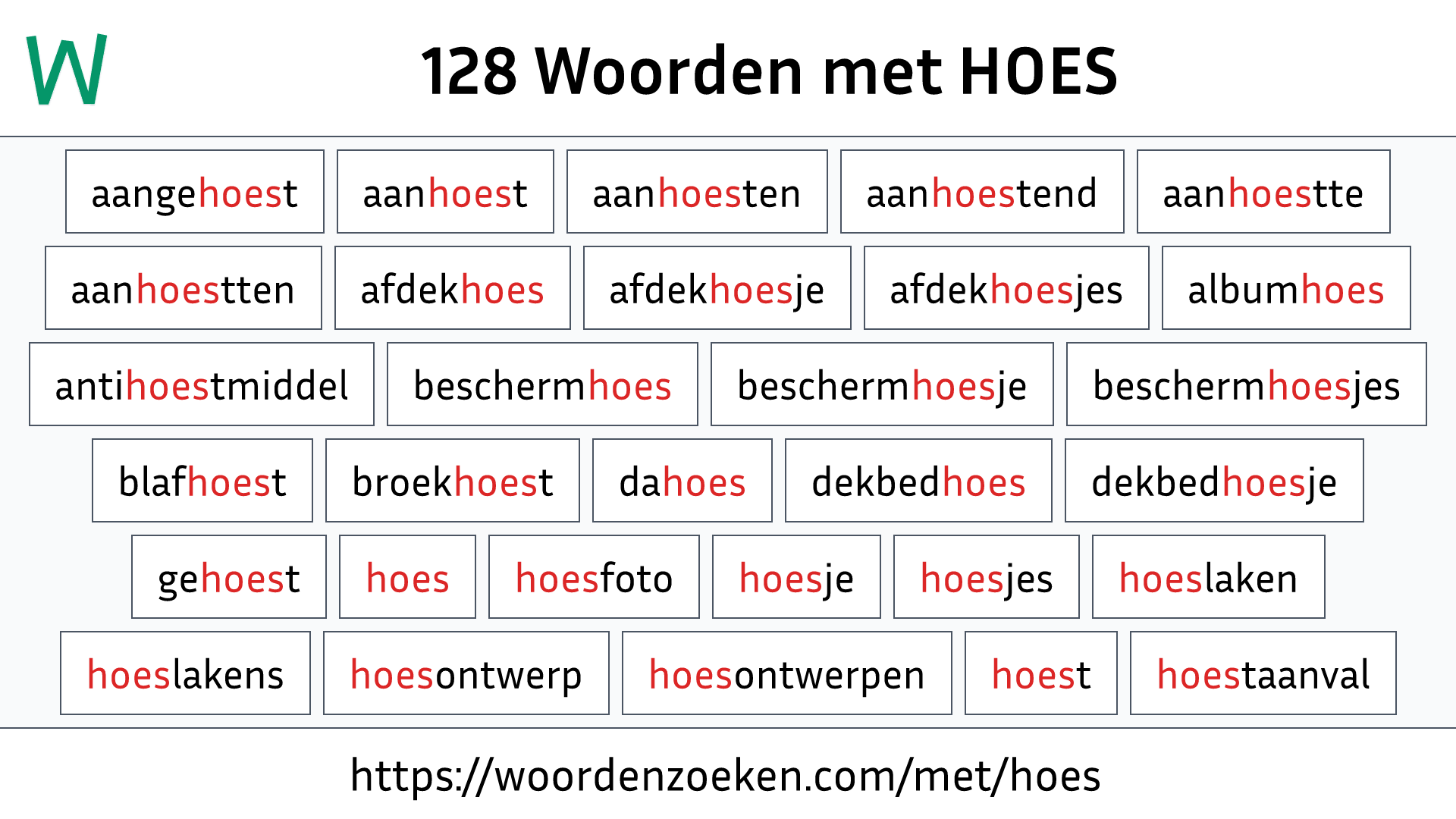 Woorden met HOES
