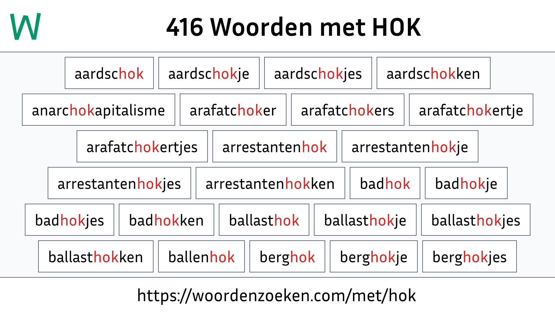 Woorden met HOK