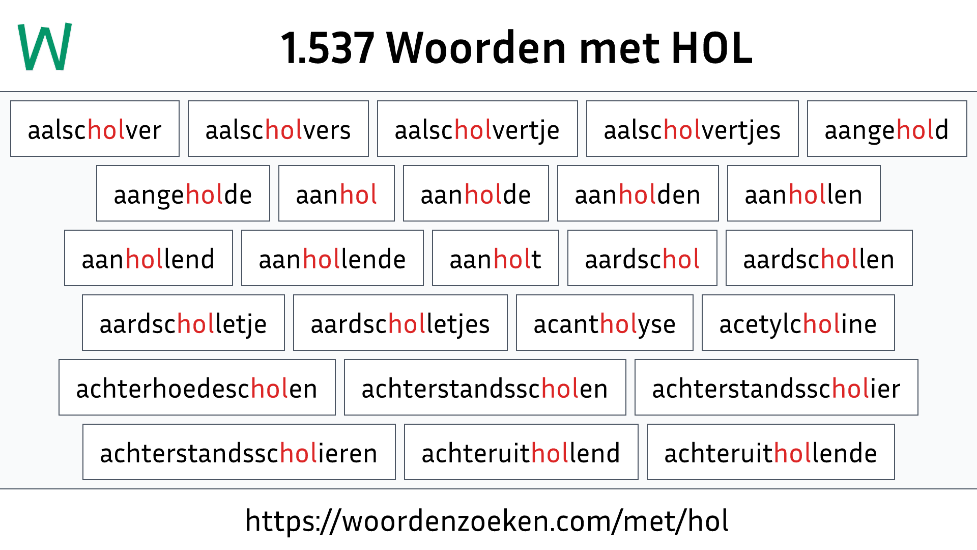 Woorden met HOL