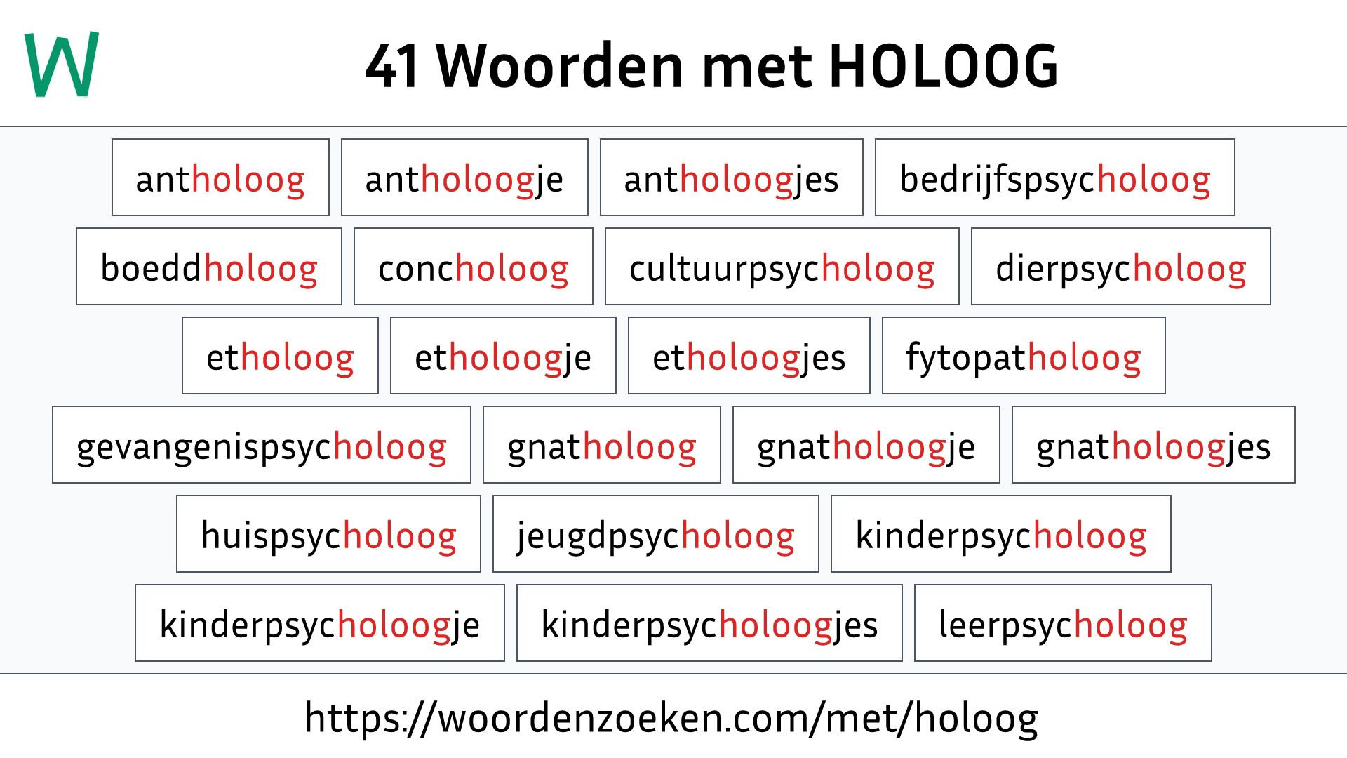 Woorden met HOLOOG