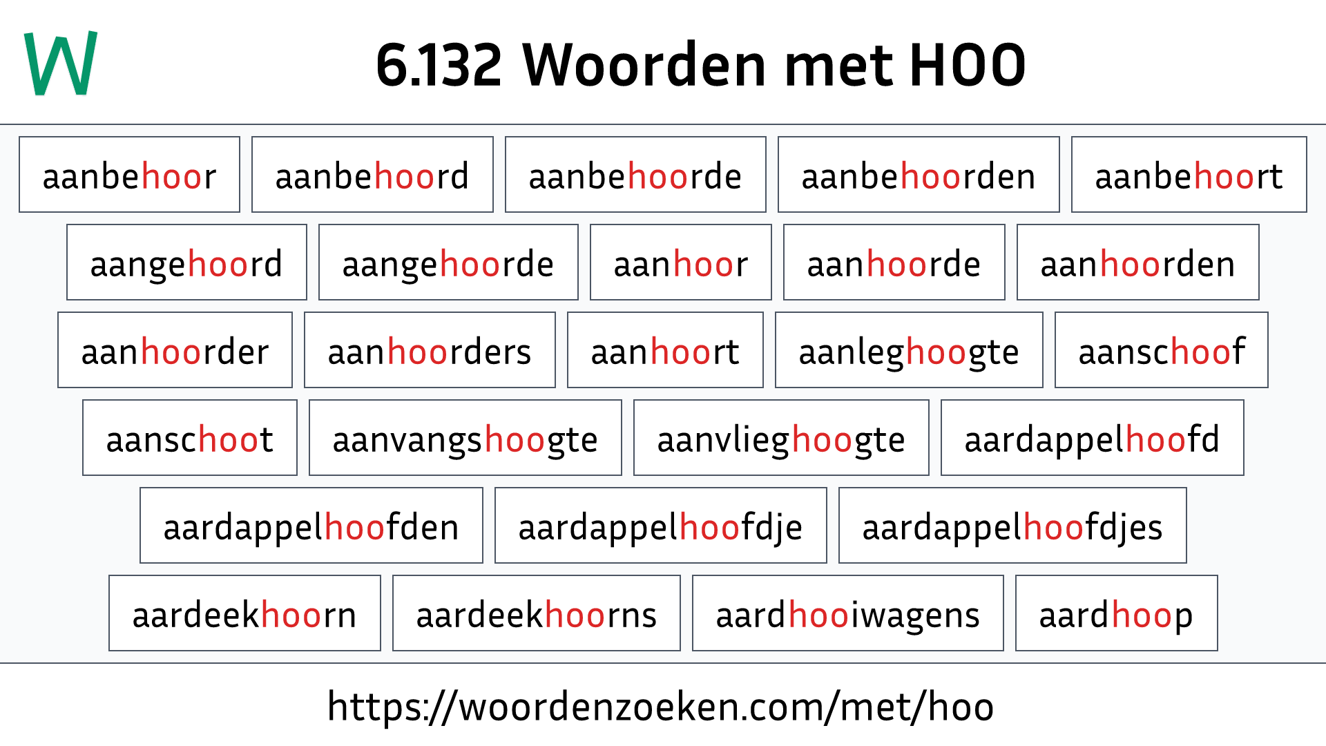 Woorden met HOO