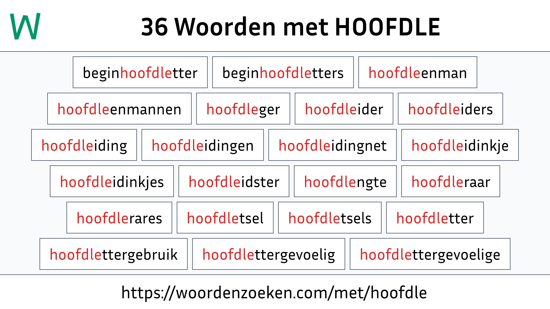 Woorden met HOOFDLE