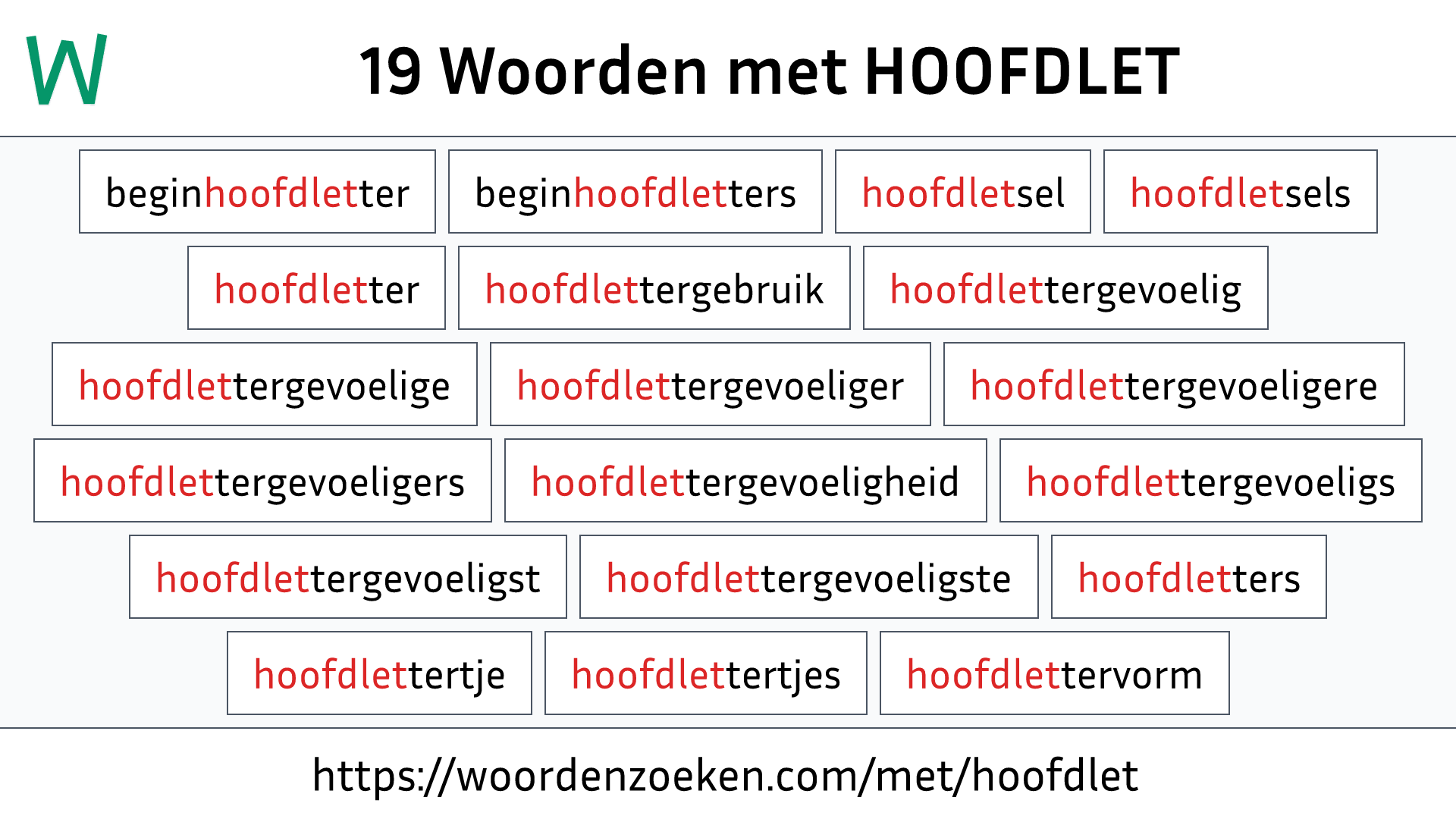 Woorden met HOOFDLET