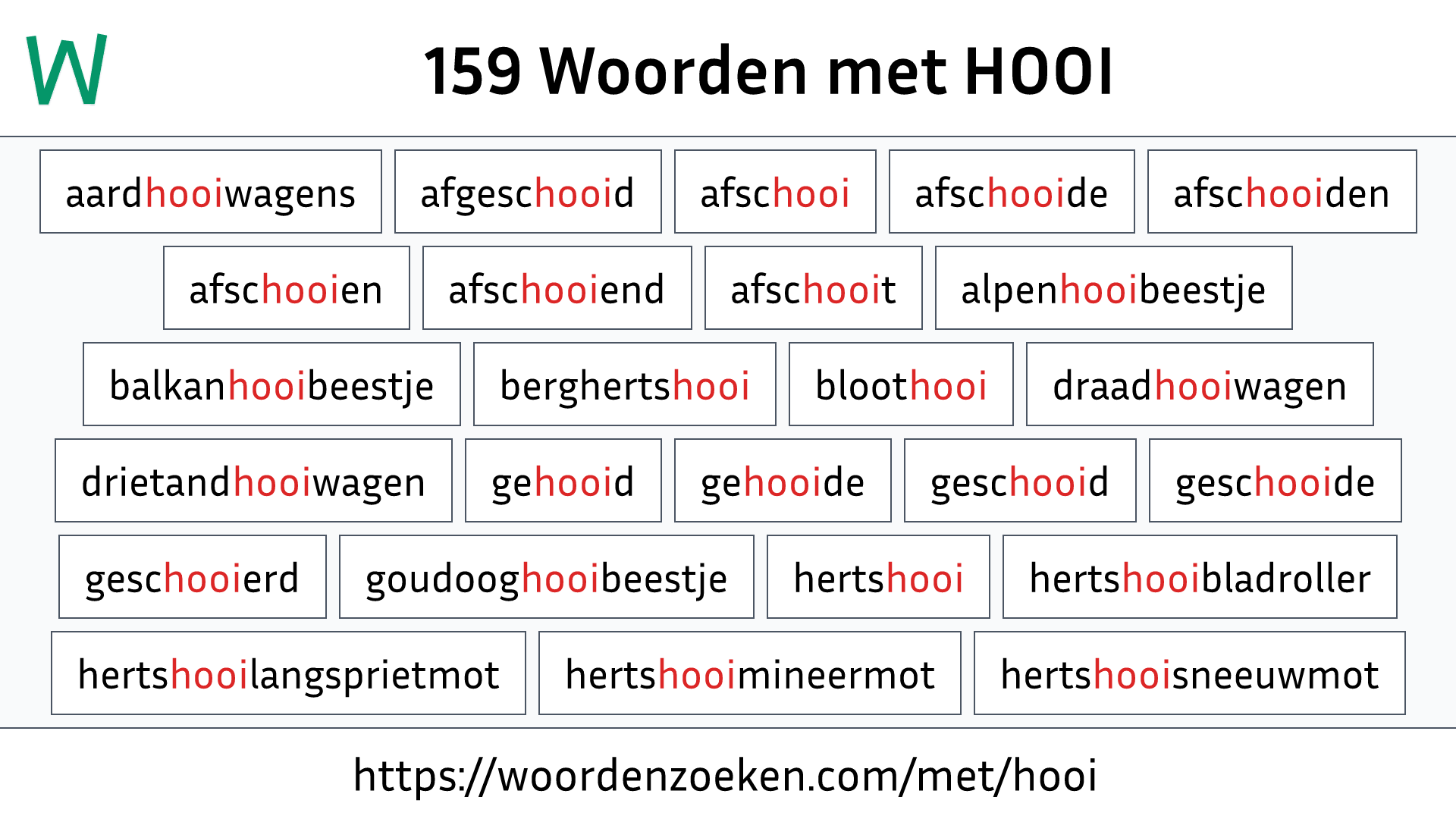 Woorden met HOOI