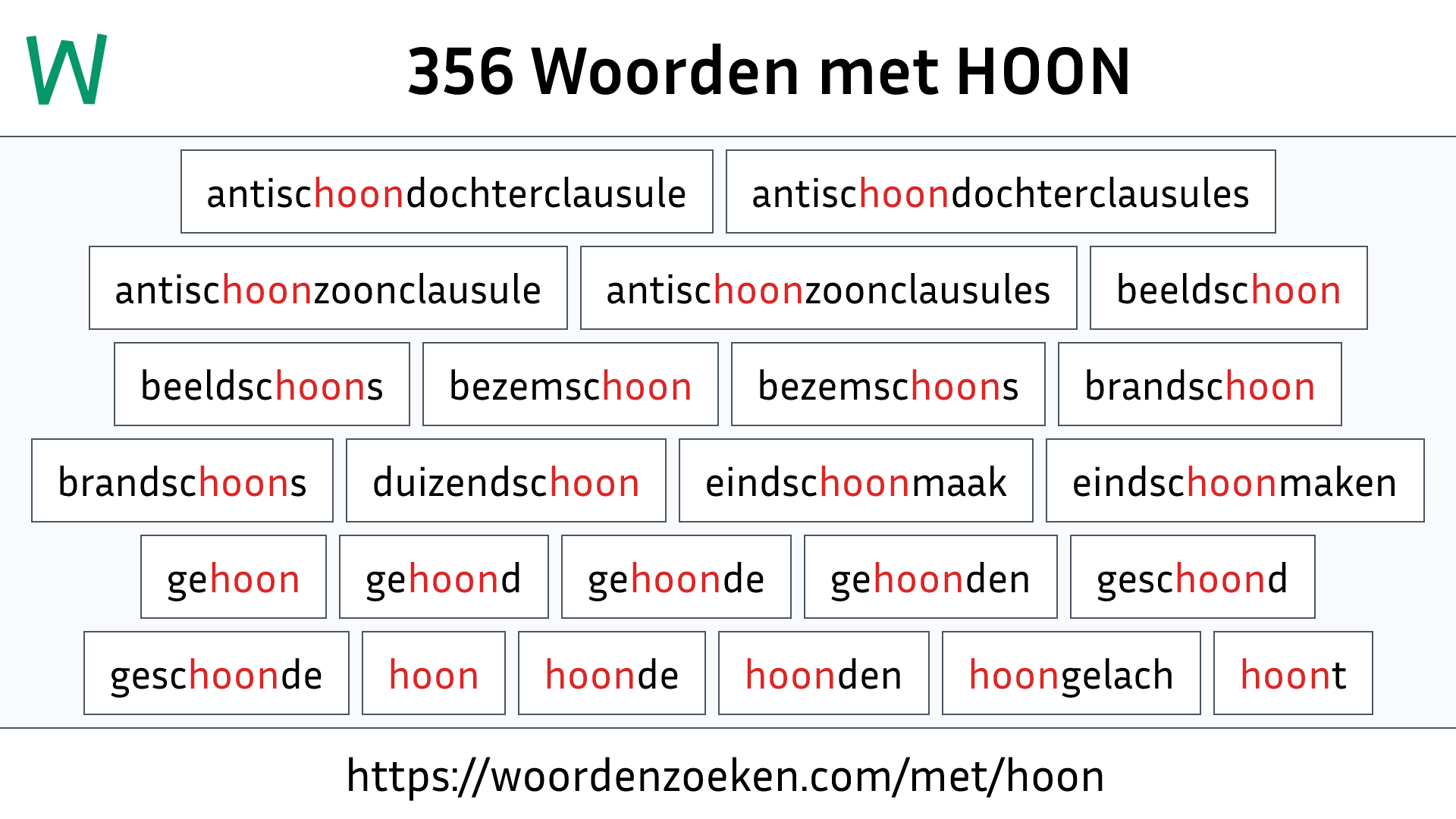 Woorden met HOON