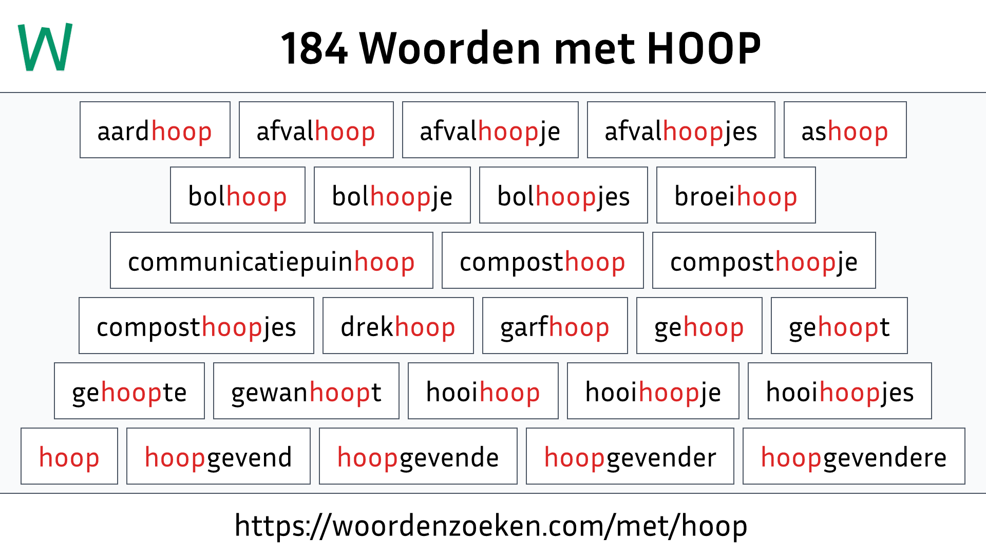 Woorden met HOOP