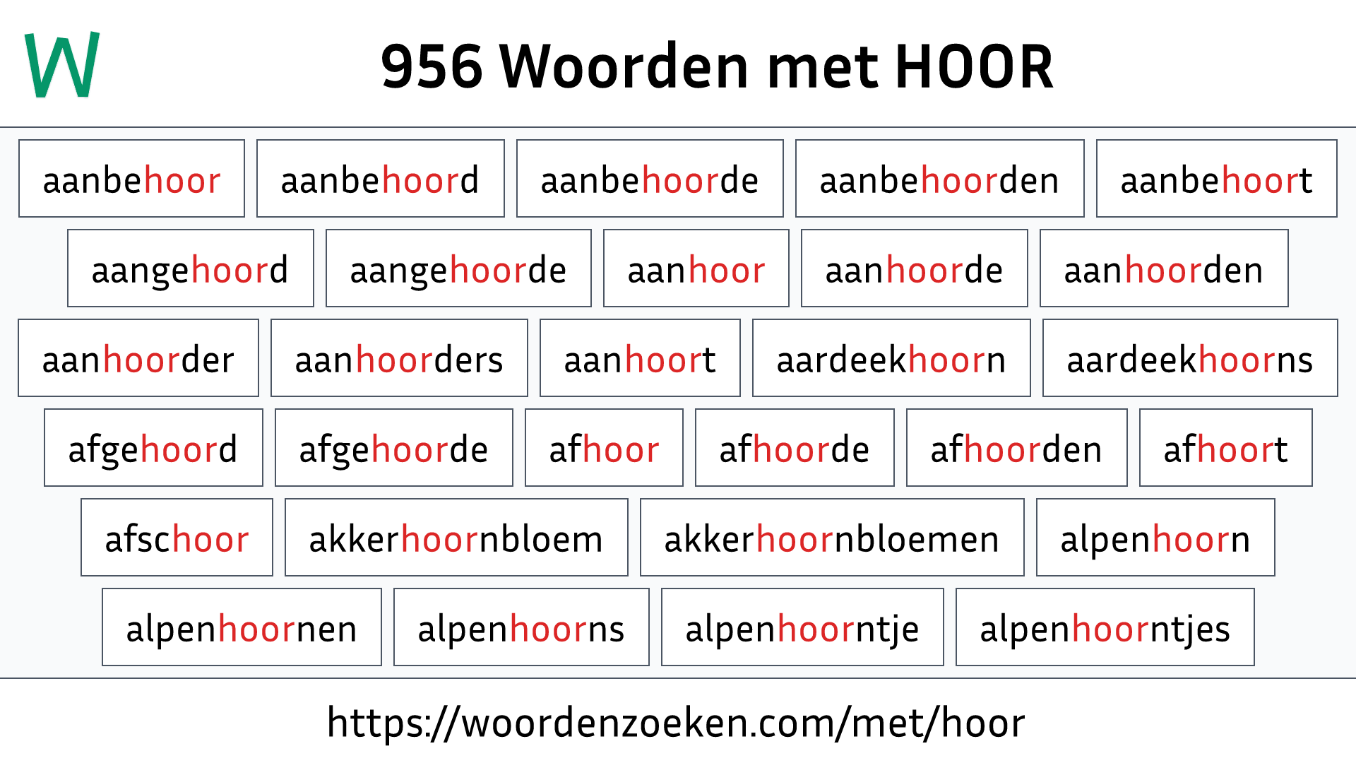 Woorden met HOOR