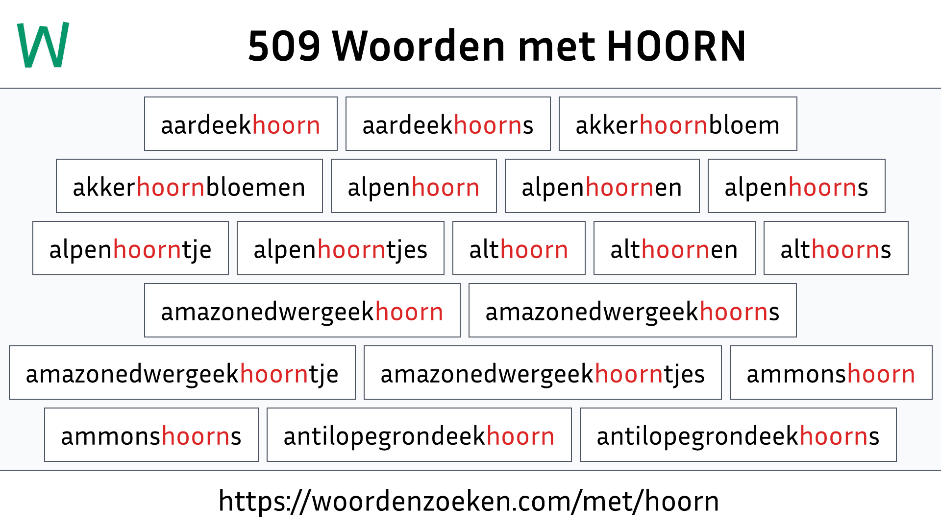 Woorden met HOORN