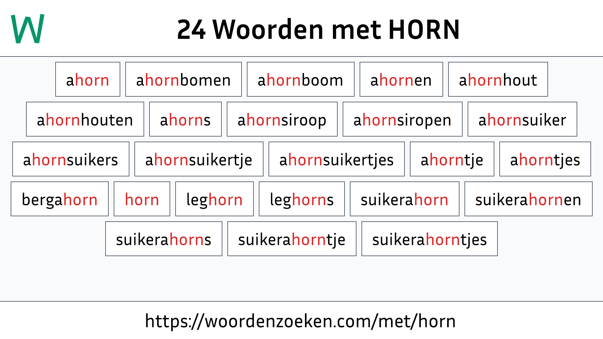 Woorden met HORN