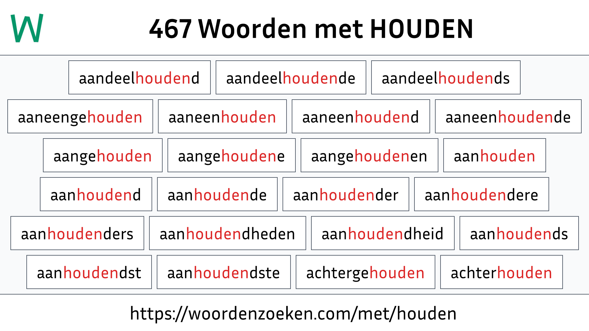 Woorden met HOUDEN