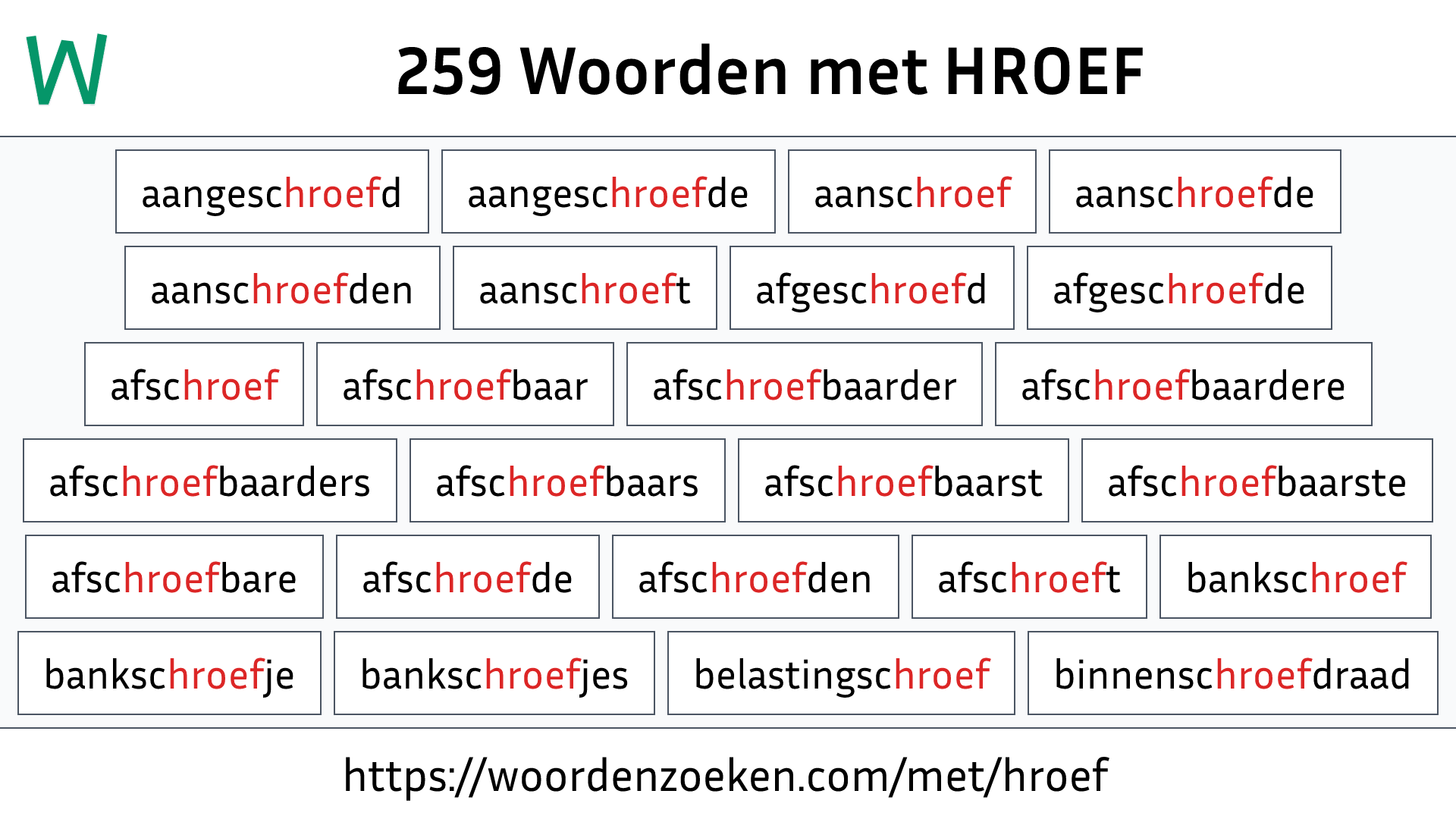 Woorden met HROEF