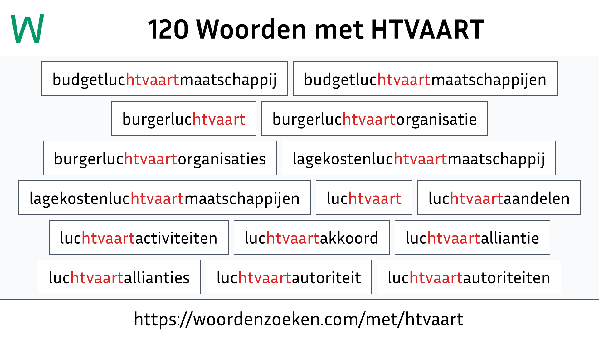 Woorden met HTVAART