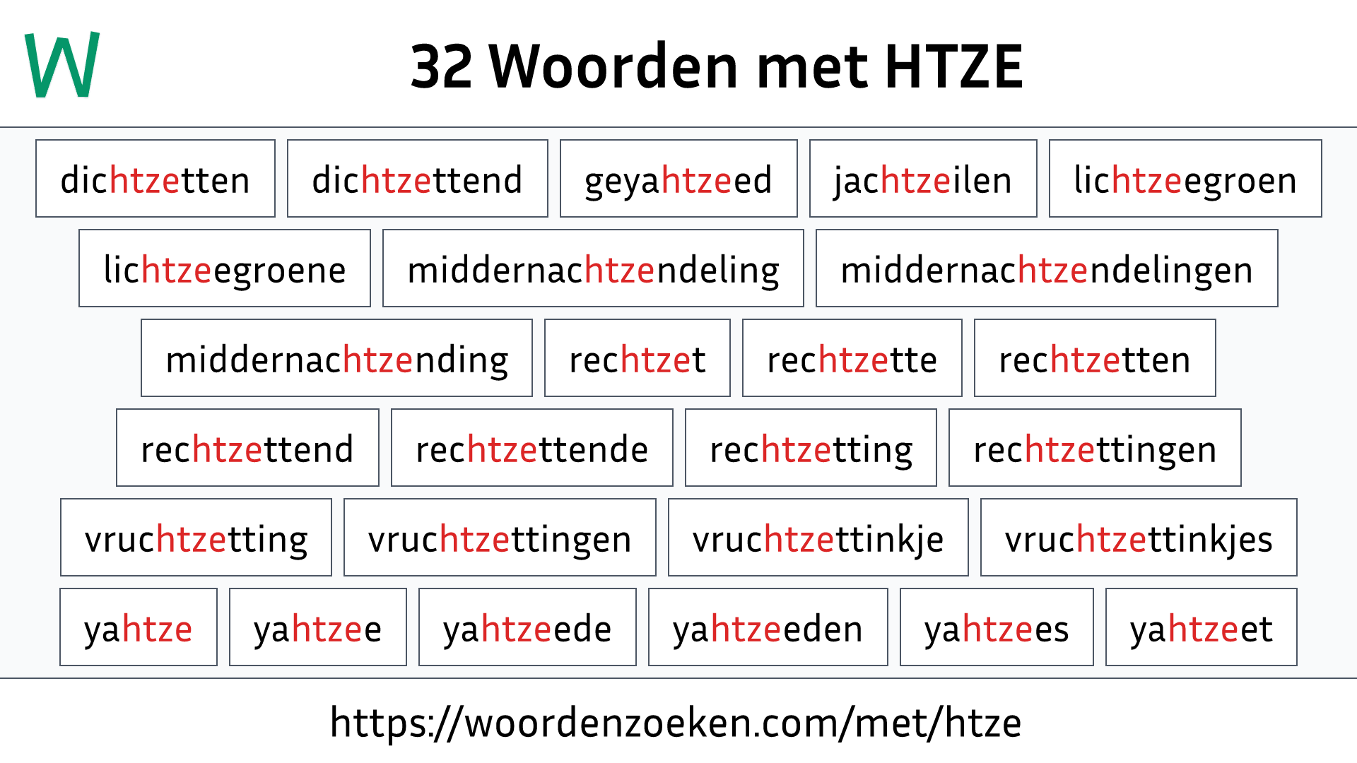 Woorden met HTZE