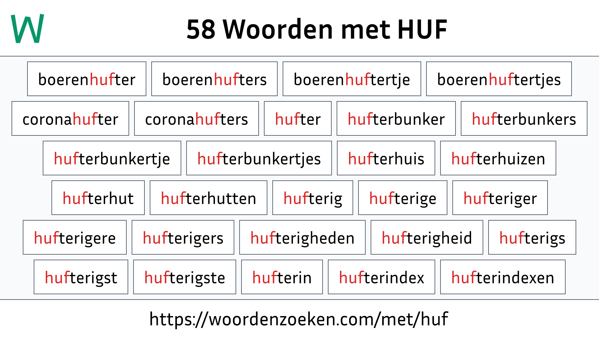 Woorden met HUF