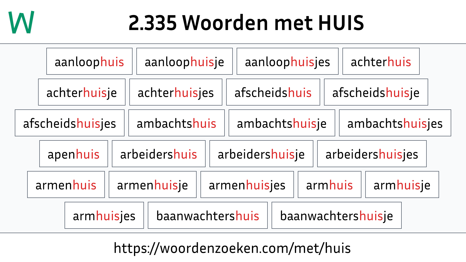 Woorden met HUIS