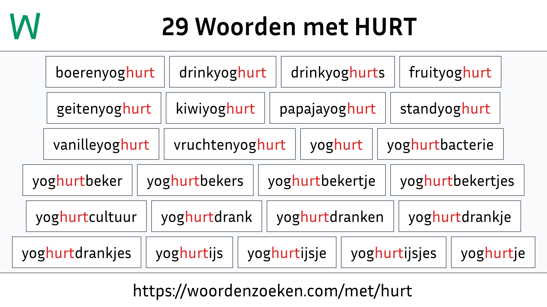 Woorden met HURT