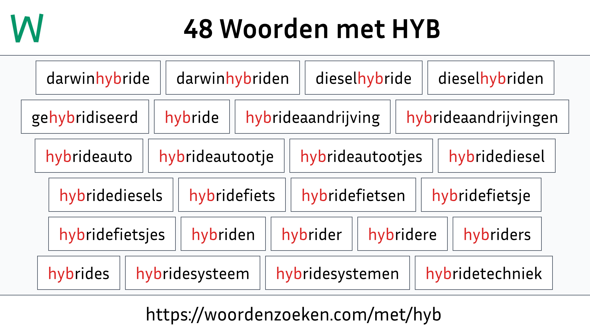 Woorden met HYB