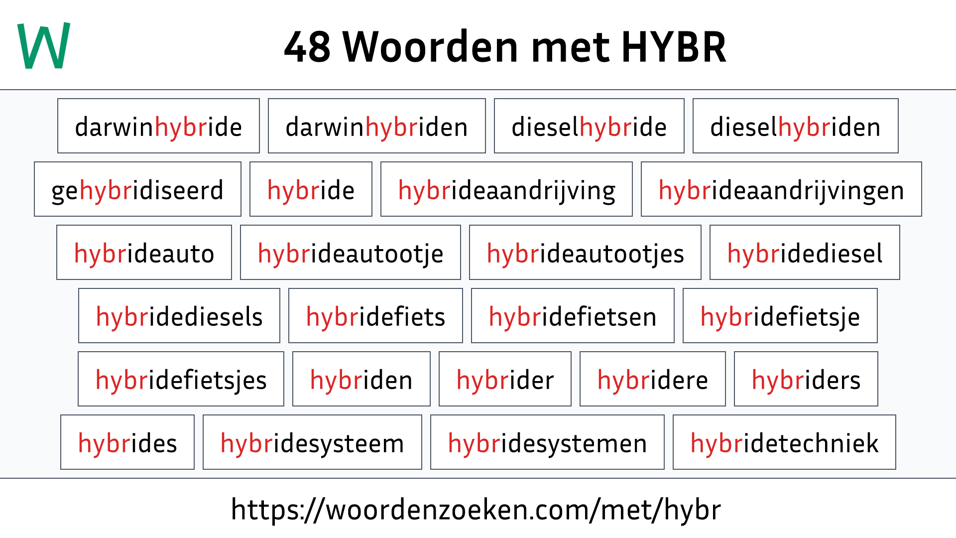 Woorden met HYBR