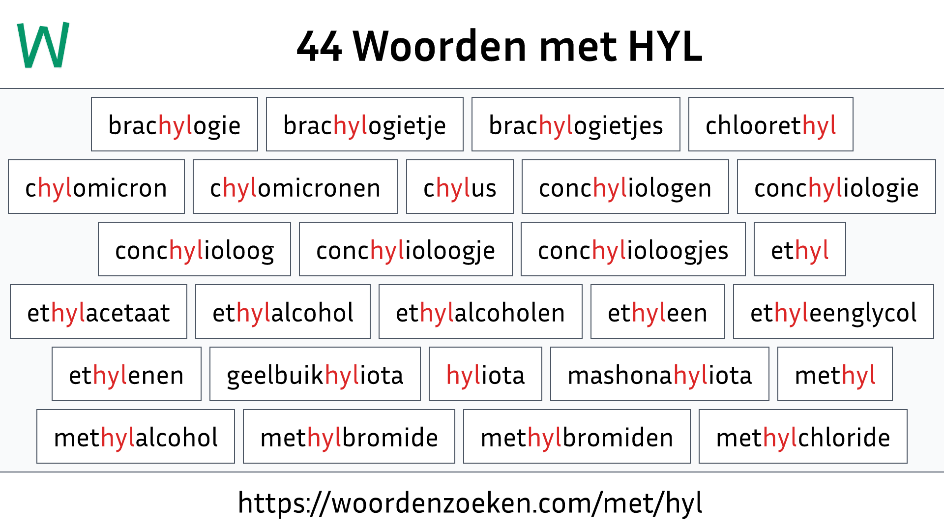 Woorden met HYL