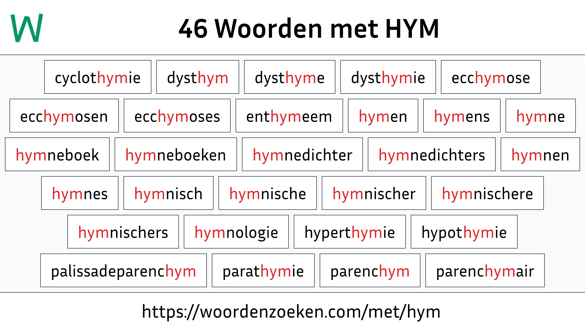 Woorden met HYM