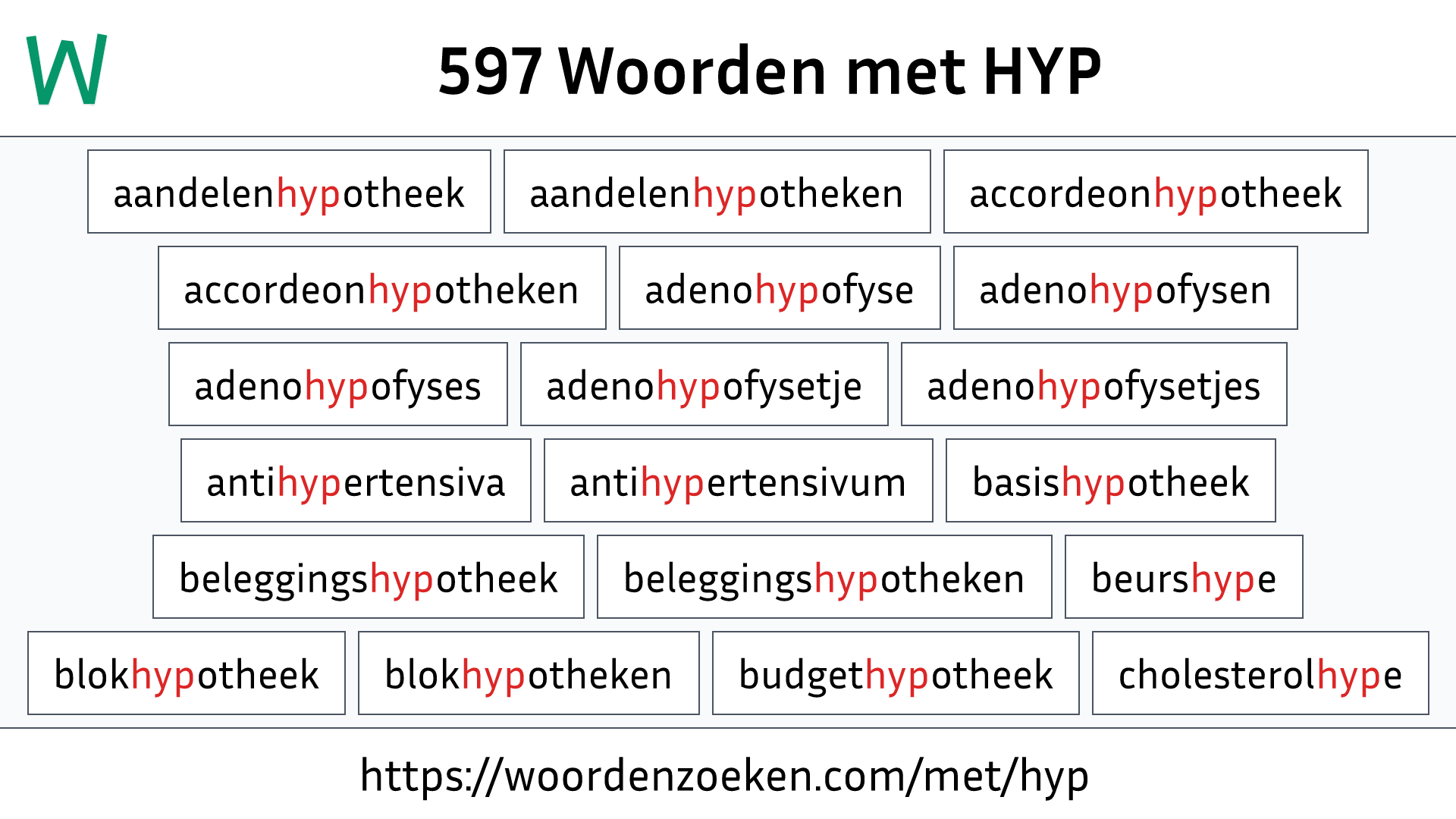 Woorden met HYP