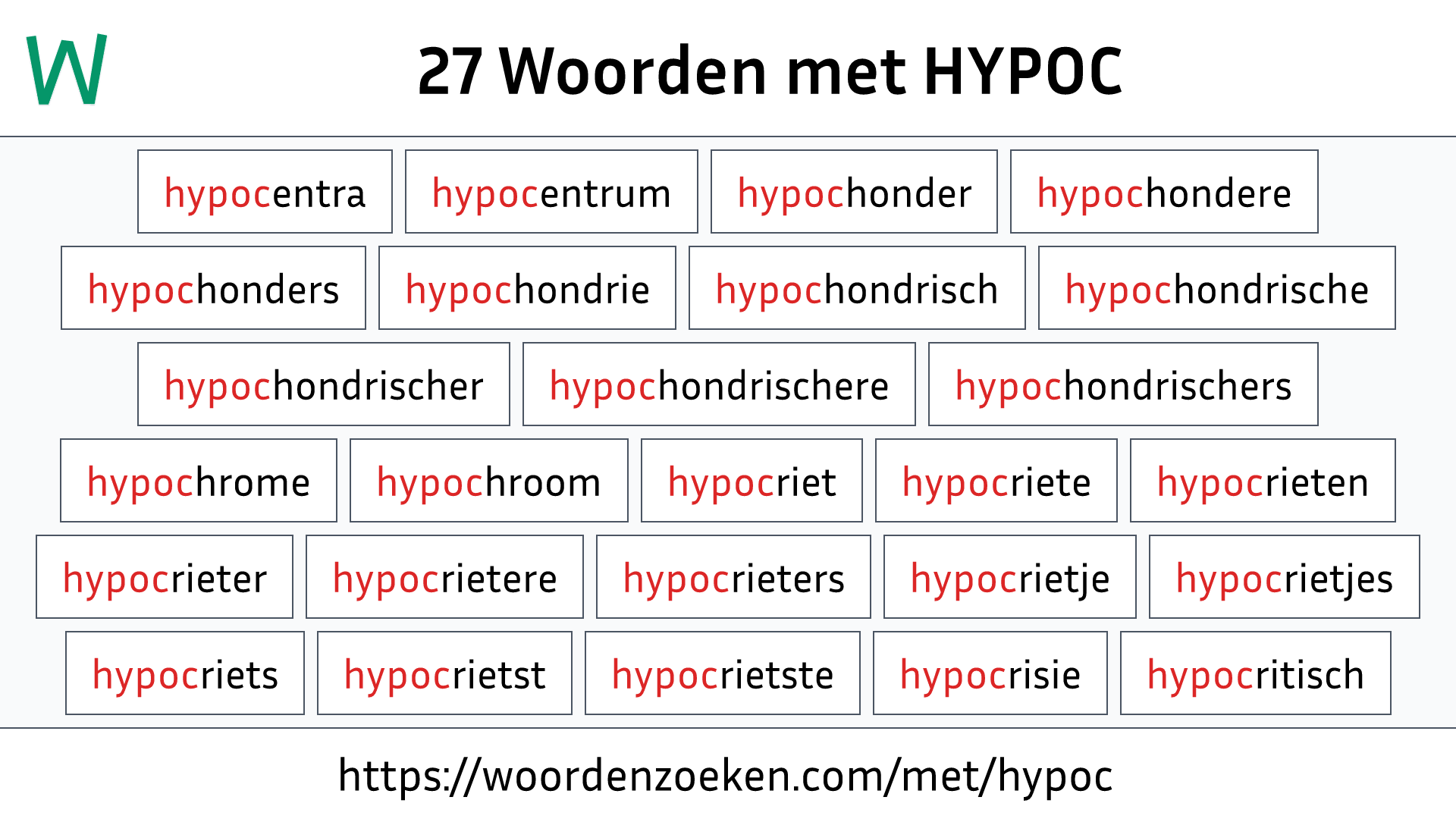 Woorden met HYPOC