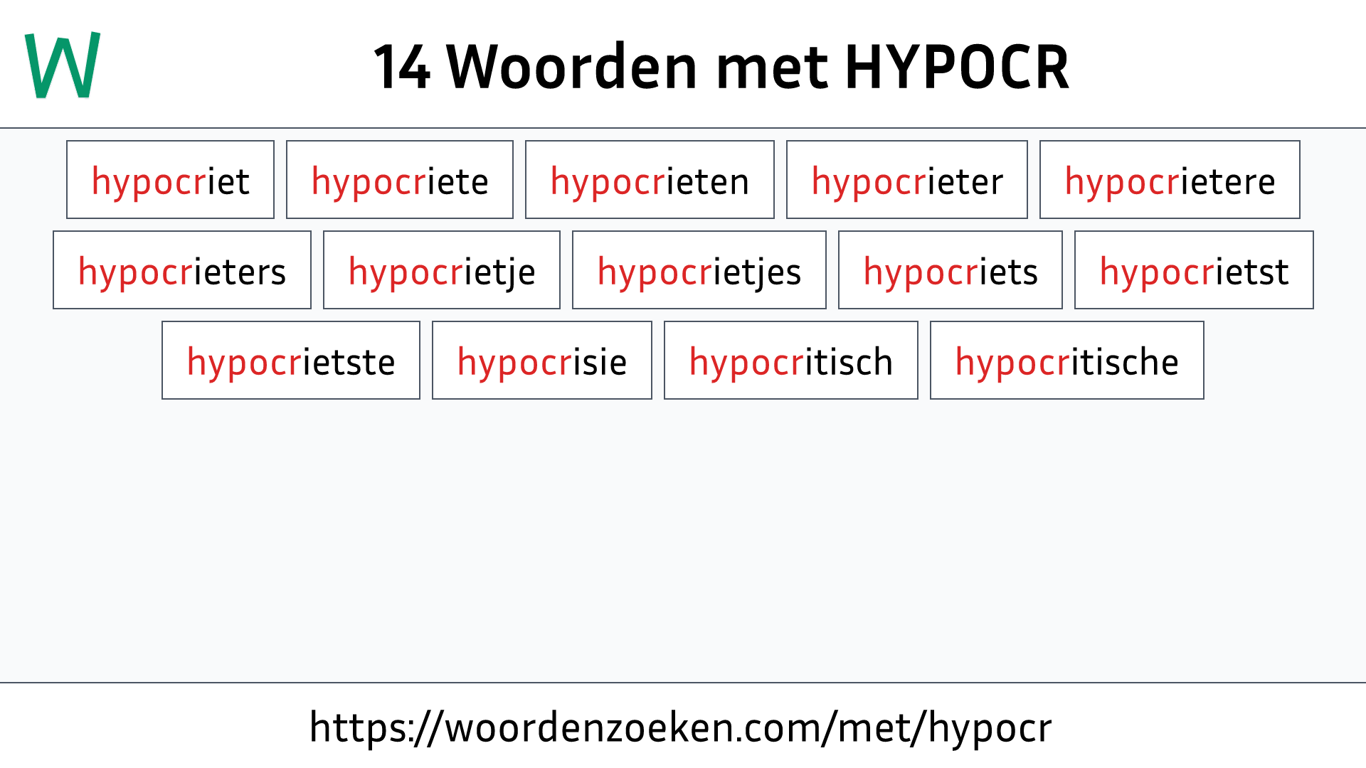 Woorden met HYPOCR