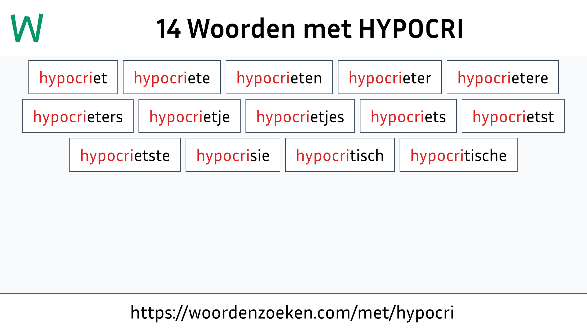 Woorden met HYPOCRI