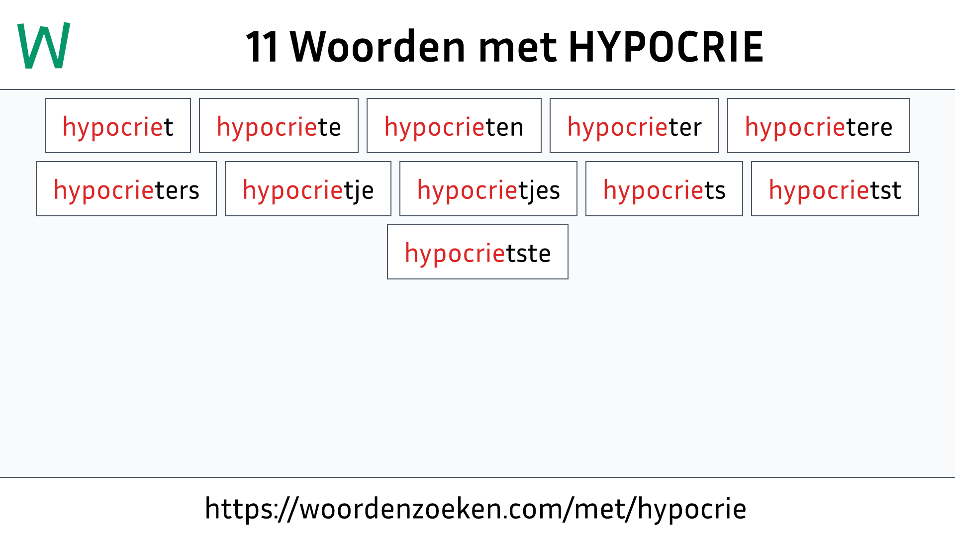 Woorden met HYPOCRIE