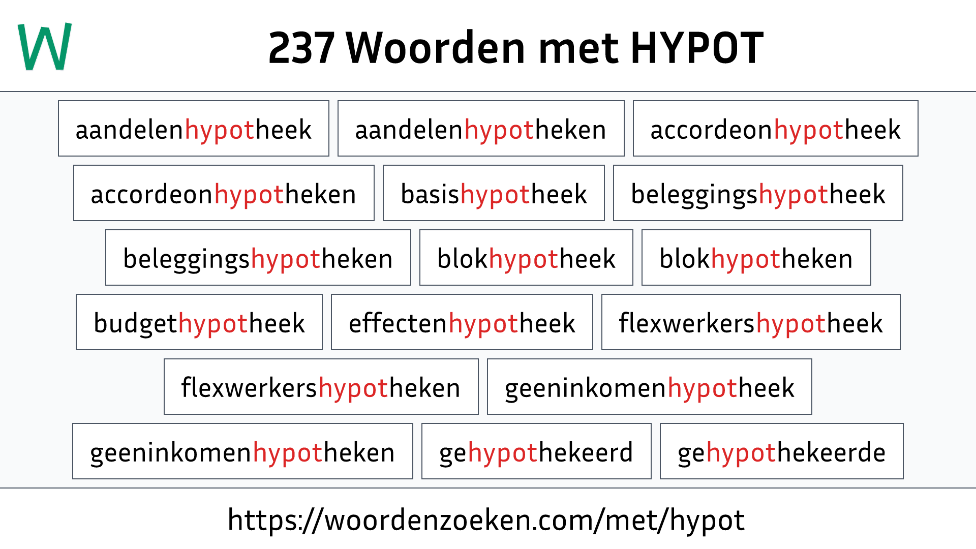 Woorden met HYPOT